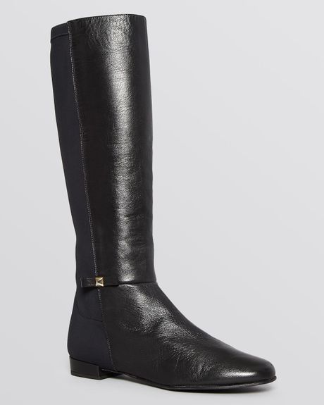 Kate Spade Flat Riding Boots Olivia Stretch in Black | Lyst