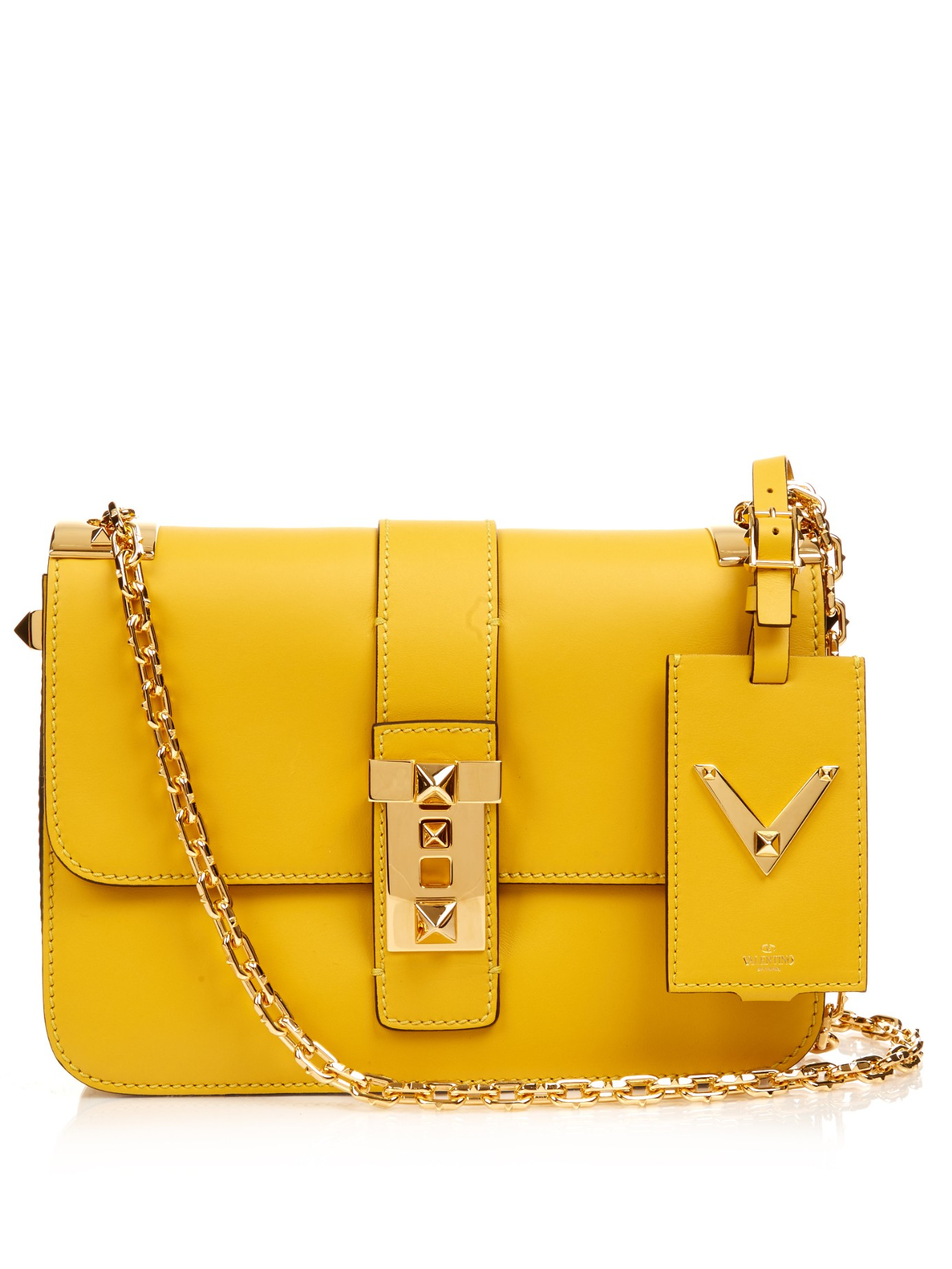 Lyst - Valentino B-Rockstud Leather Shoulder Bag in Yellow