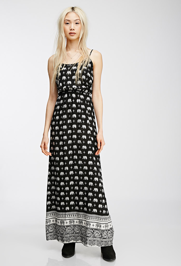 elephant print maxi dress