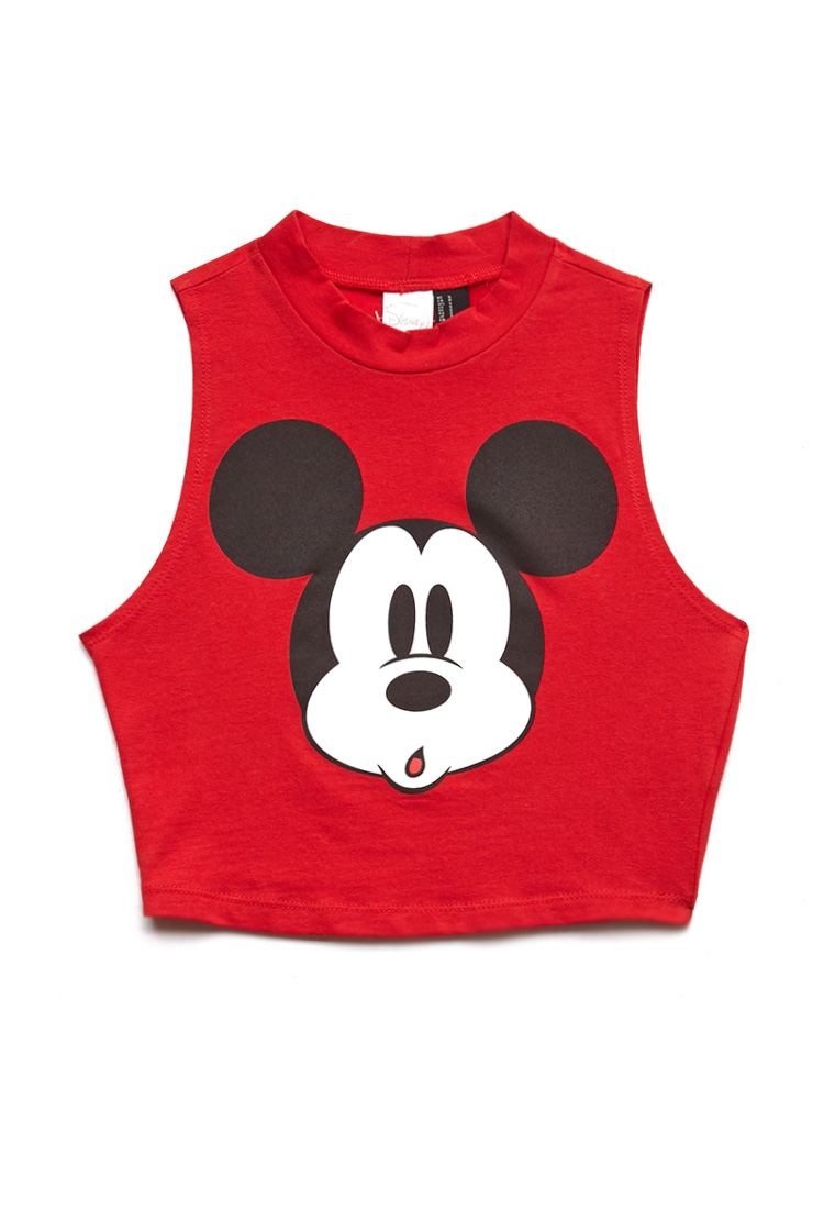 Forever 21 Hey Mickey Crop Top in Red/Black (Red) | Lyst