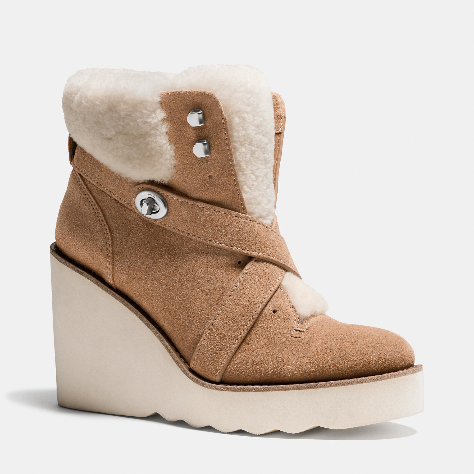 36 White Coach shearling shoes for Girls