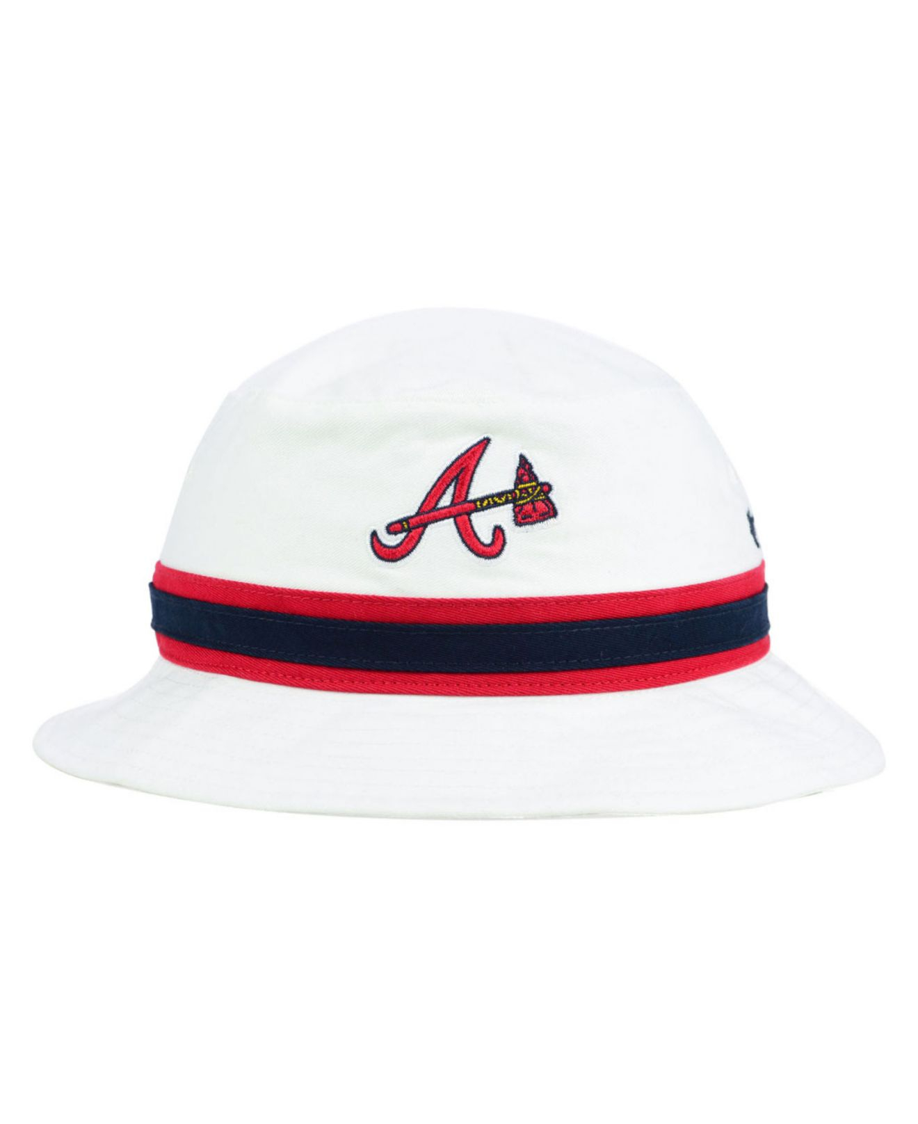 47 Brand Atlanta Braves Striped Bucket Hat in White
