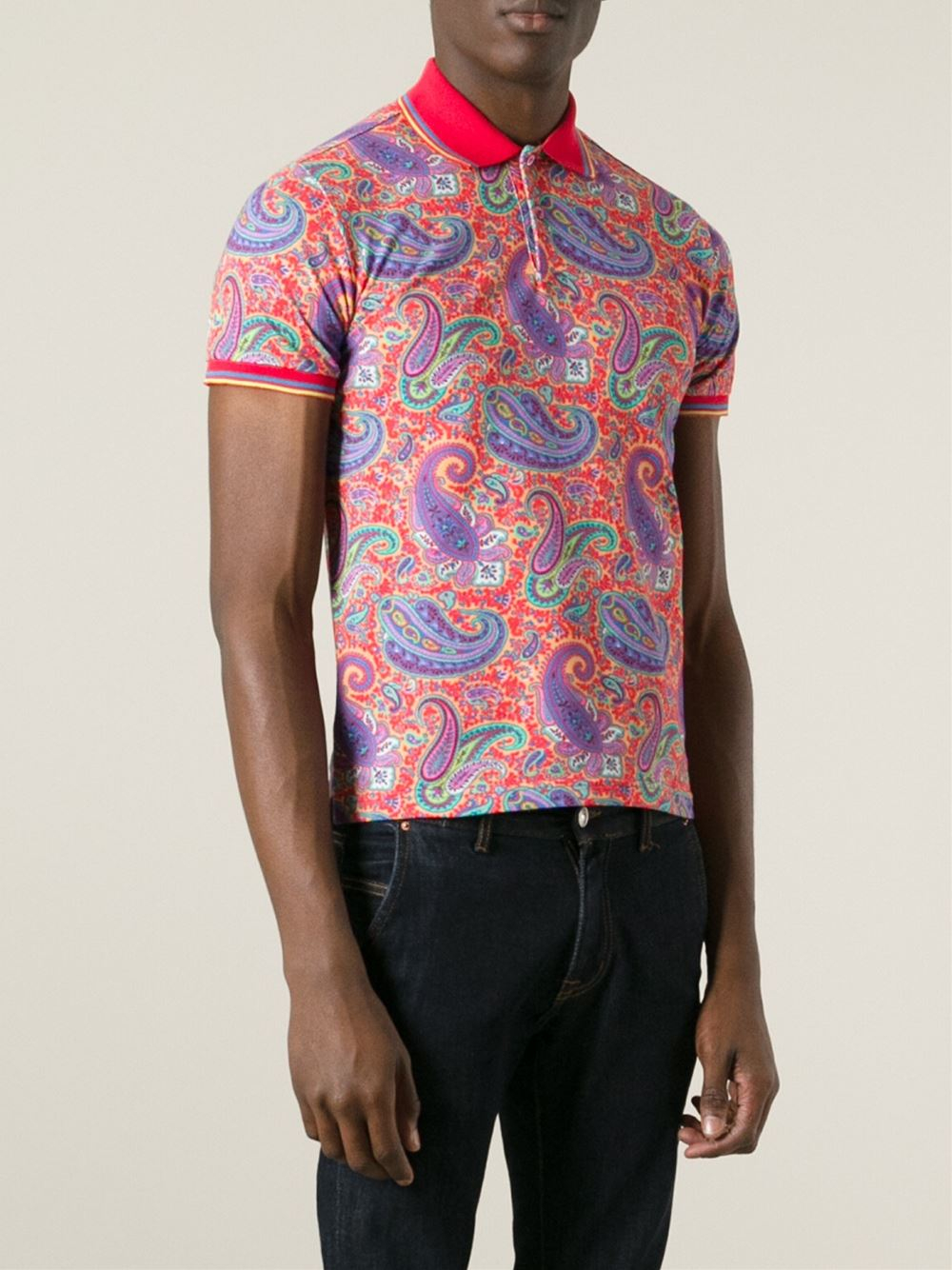 Etro Paisley Print Polo Shirt in Multicolor for Men (red) | Lyst