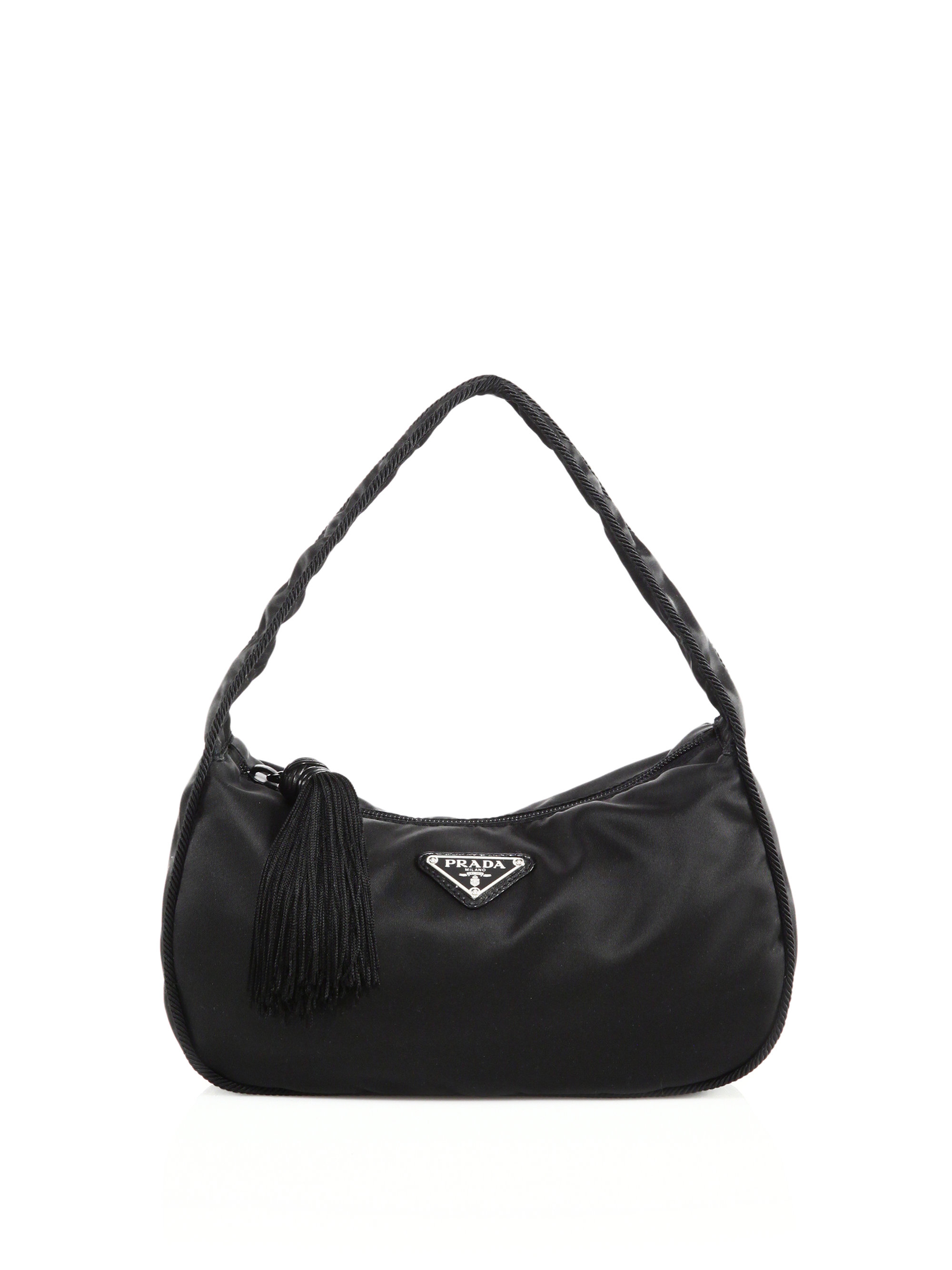 Lyst - Prada Nylon Crescent Shoulder Bag in Black