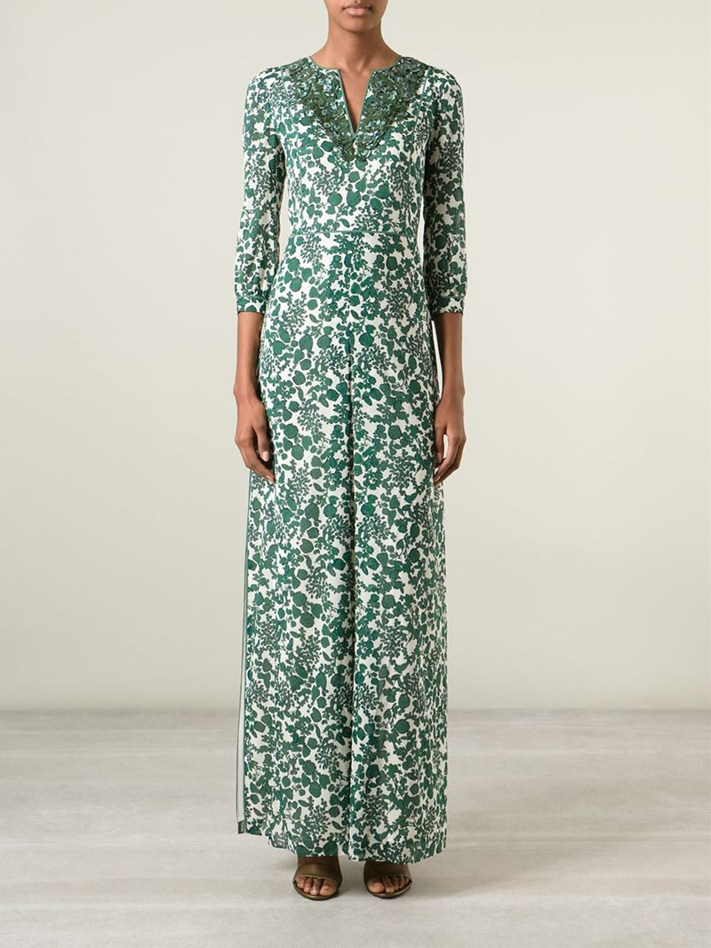 tory burch printed cotton maxi dress