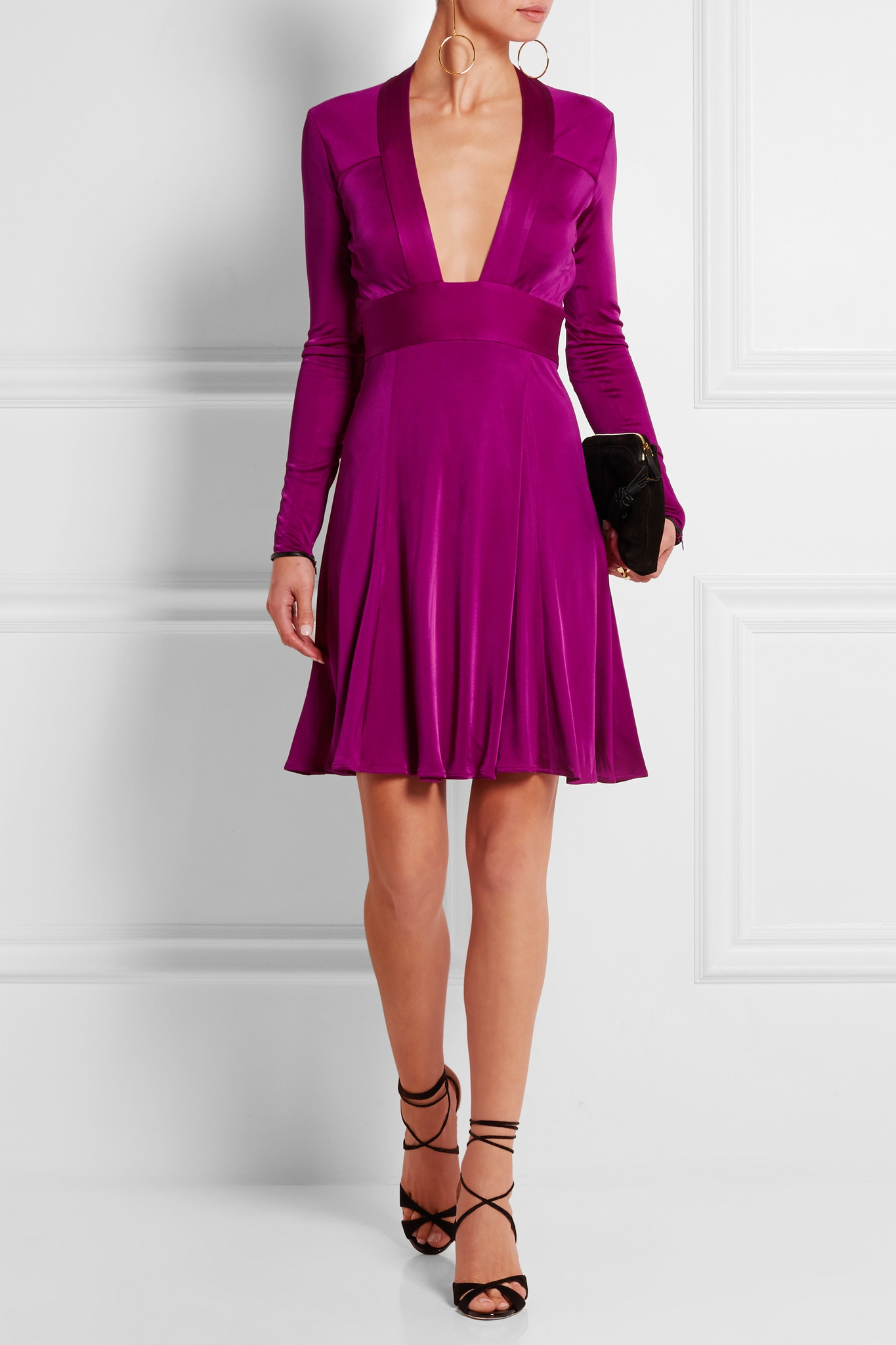 magenta satin jersey dress