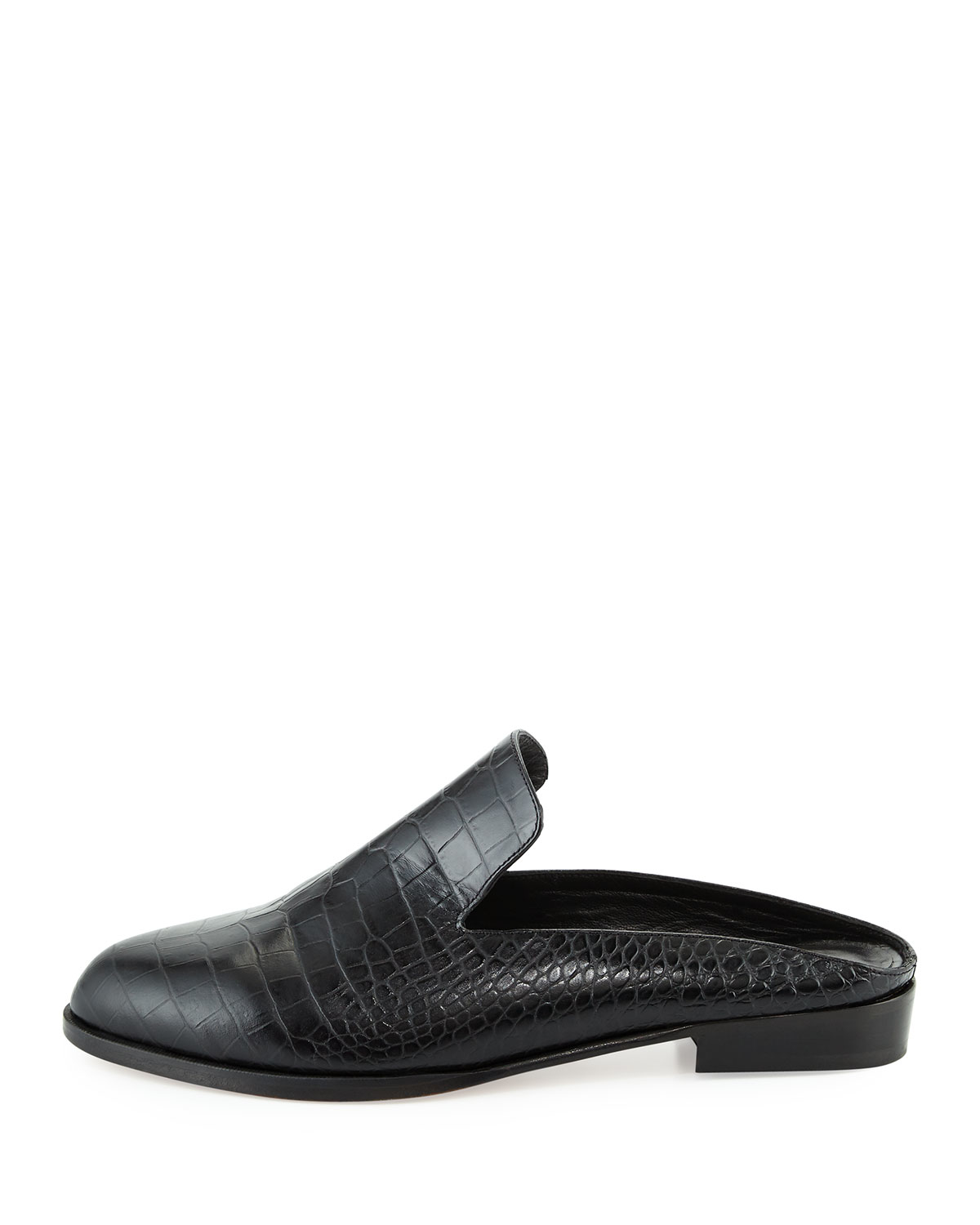 black croc mules