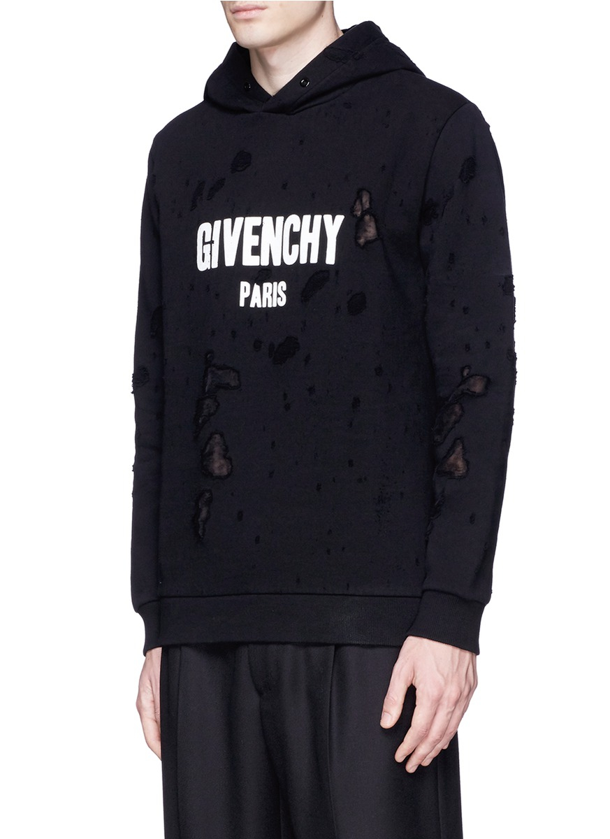 givenchy black ripped hoodie
