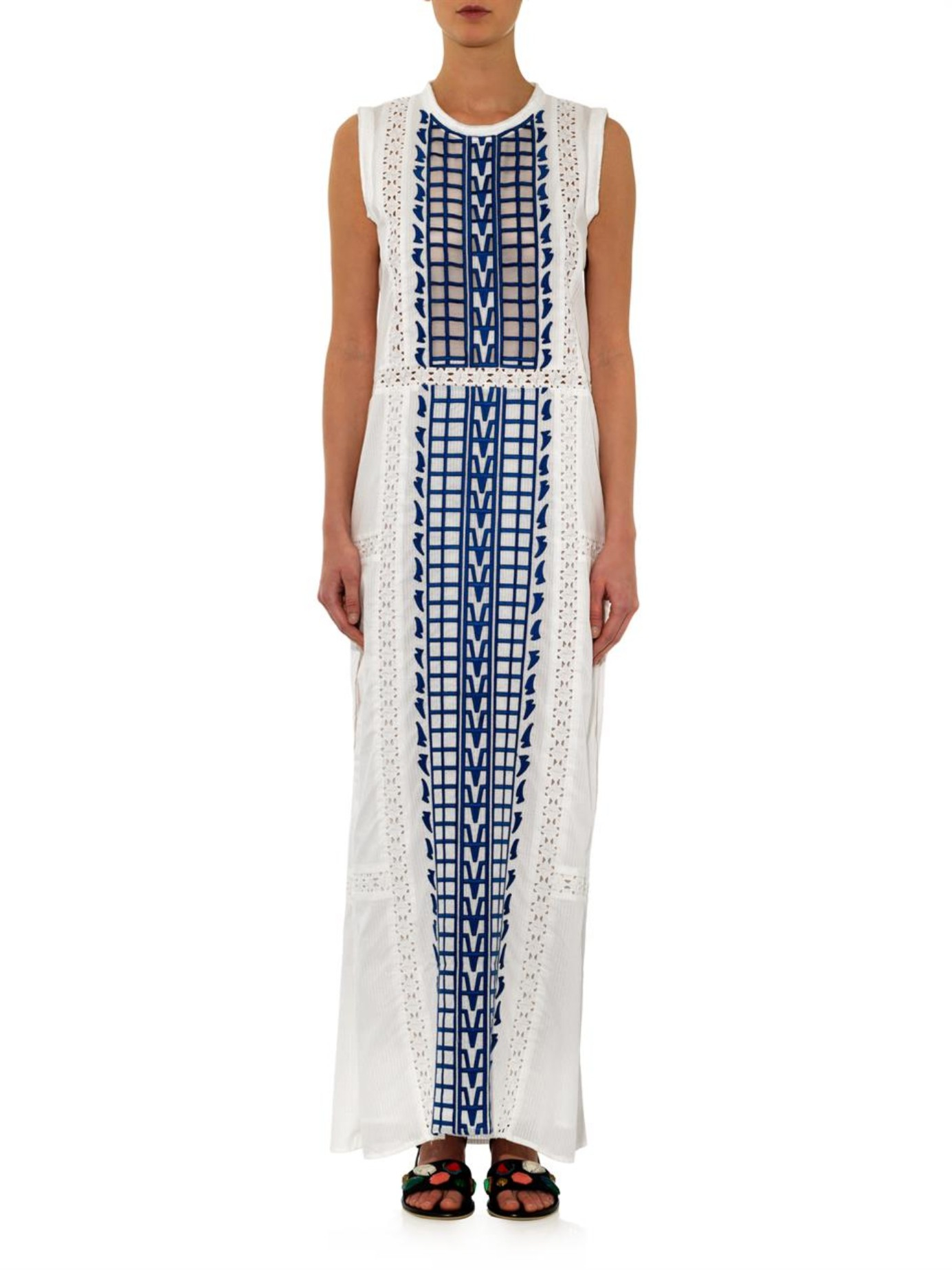 embroidered cotton maxi dress