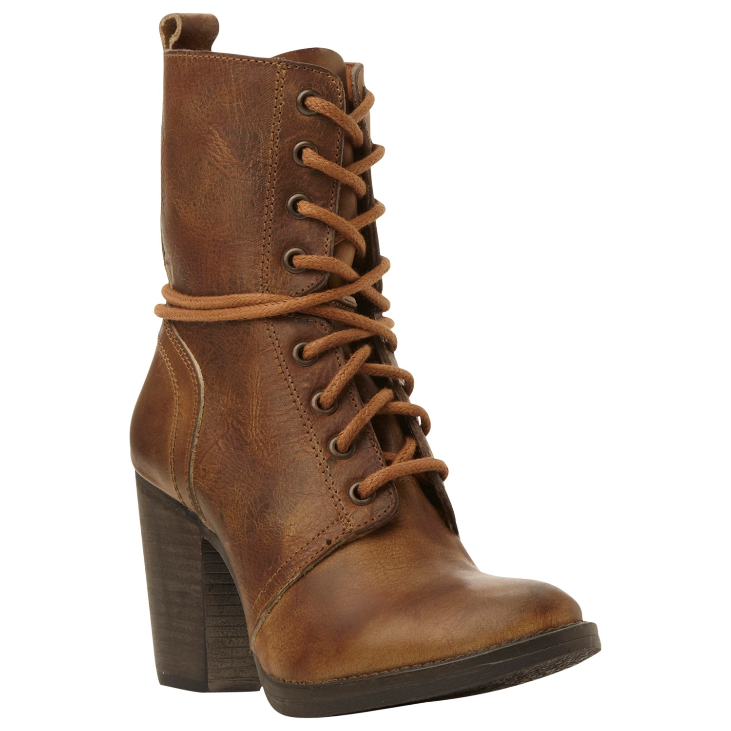 Steve Madden | Brown Jupiter Block Heeled Lace Up Ankle Boots | Lyst