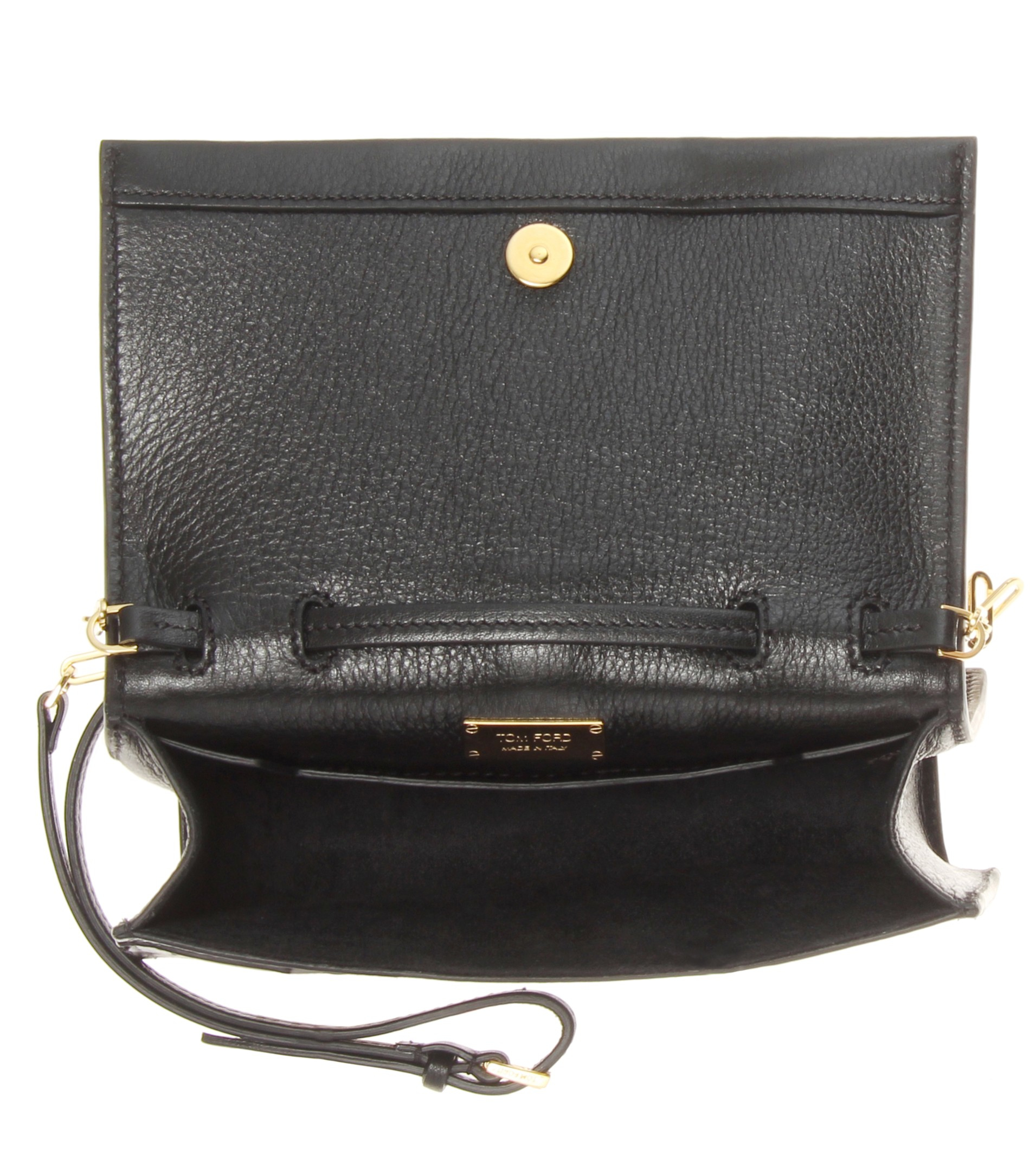 Tom Ford Small Zip Front Leather Shoulder Bag in Black | Lyst