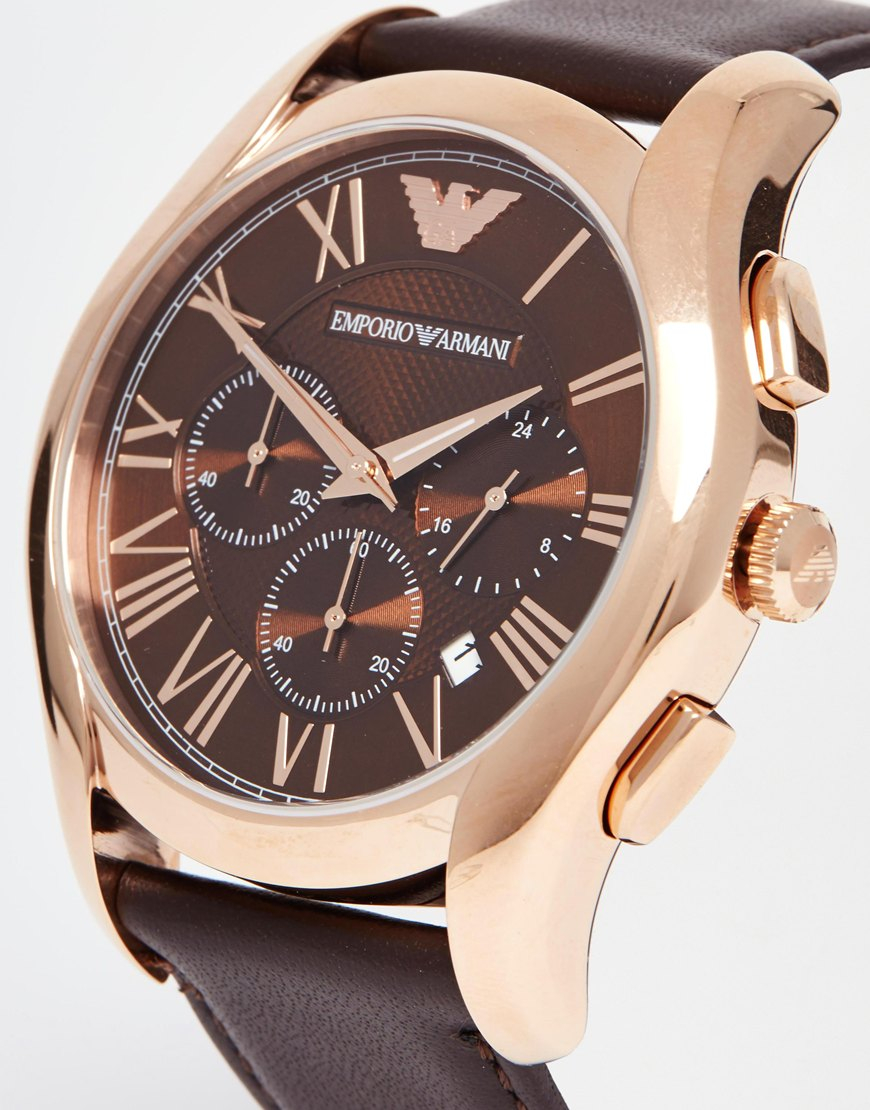 Emporio Armani Leather Strap Watch Ar1701 in Brown for Men Lyst