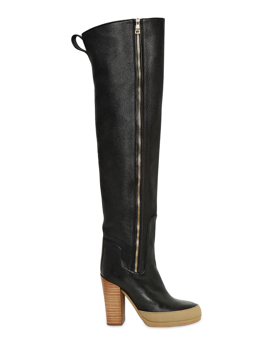 Chloé 120Mm Leather Over The Knee Boots in Black - Lyst