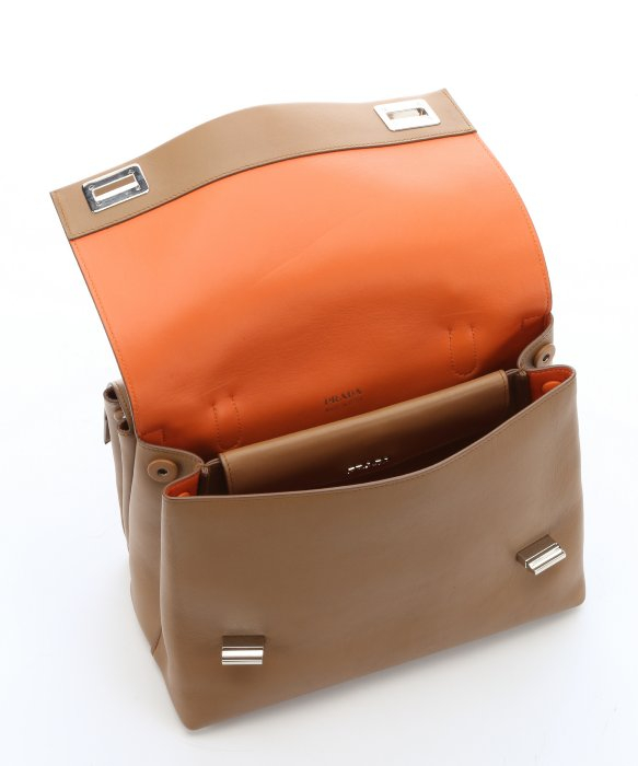 Prada Caramel Leather Flap Front Convertible Dual Satchel in Brown ...  