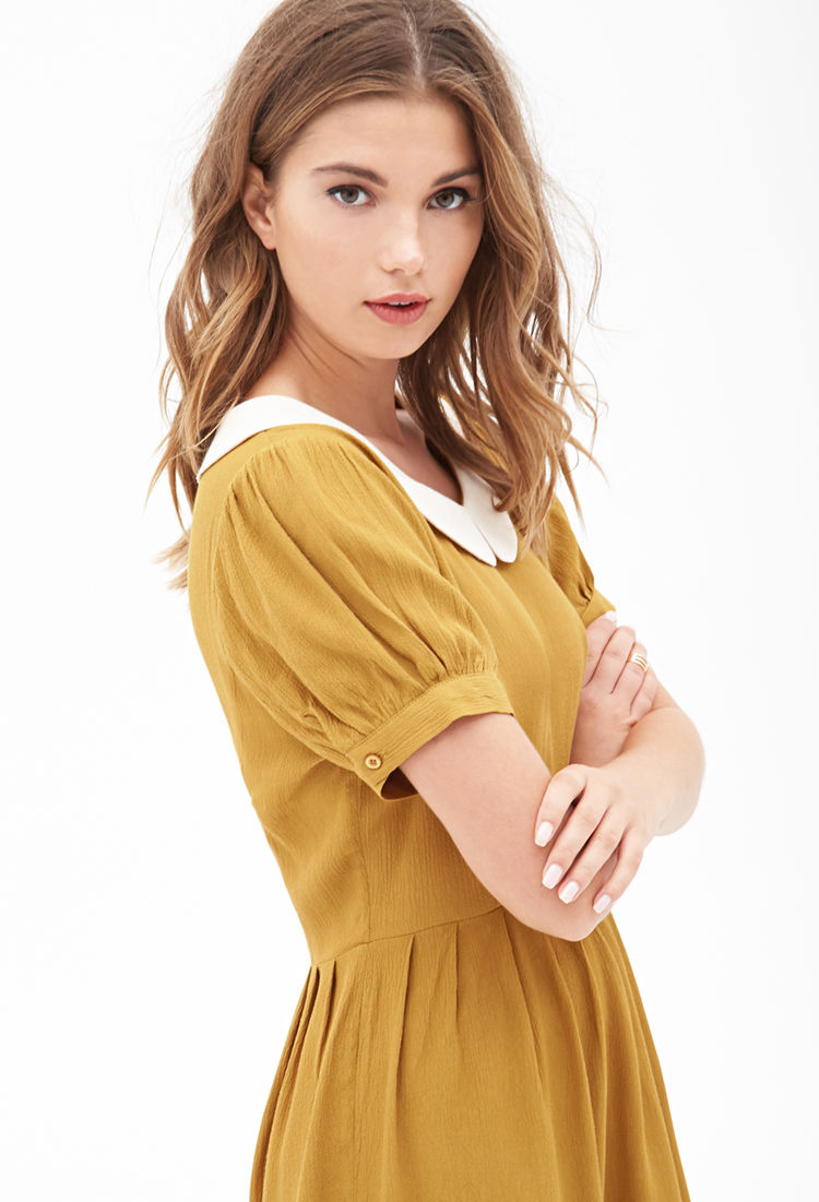 yellow peter pan collar dress