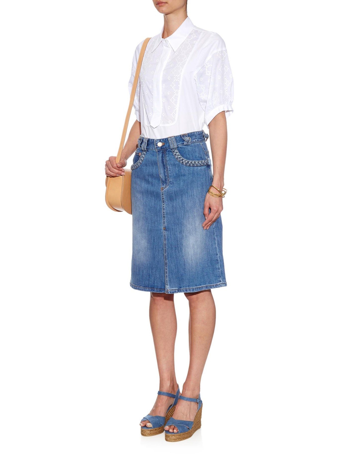 See By Chloé Braid-Detail Denim Skirt in Blue | Lyst