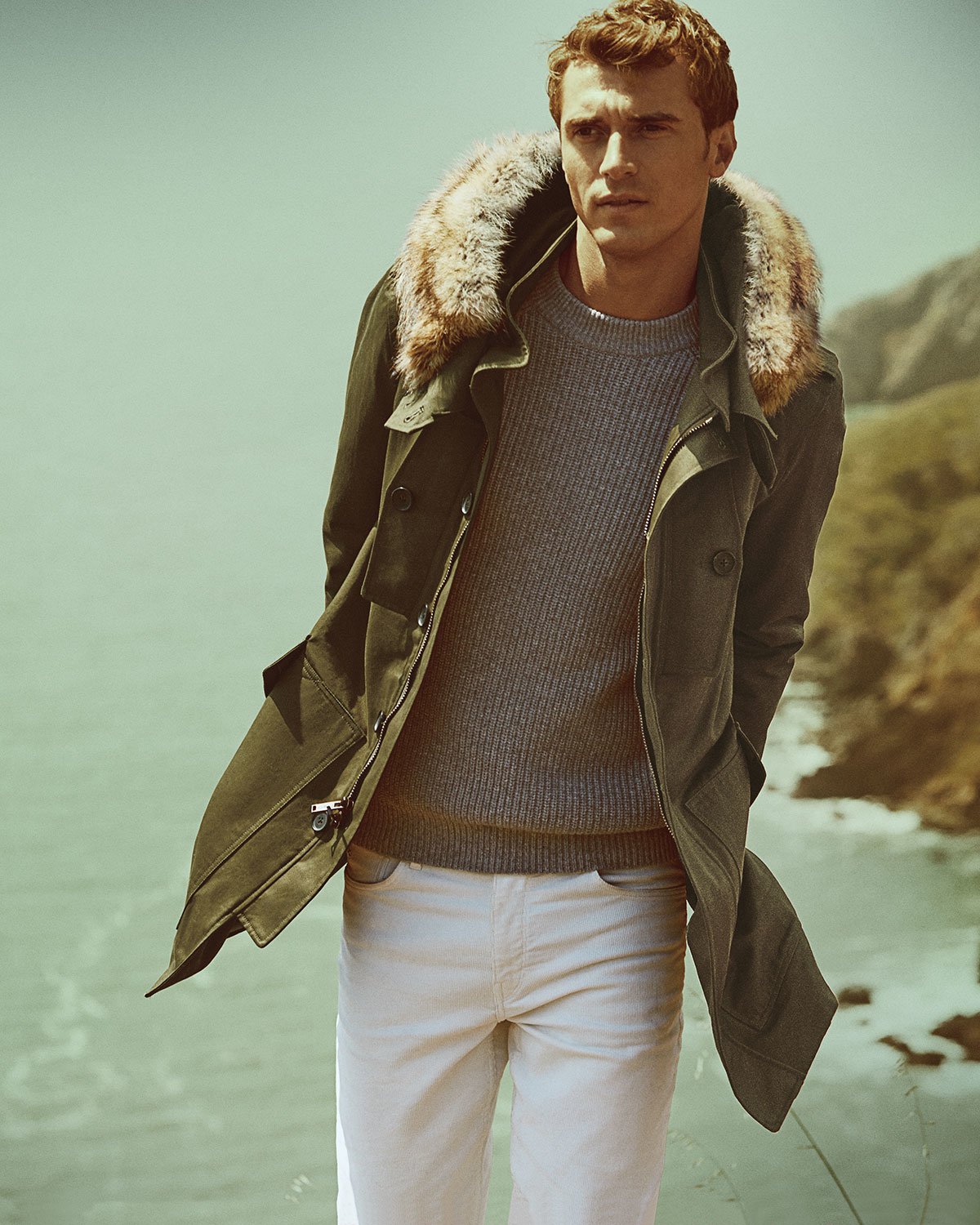 michael kors parka mens green