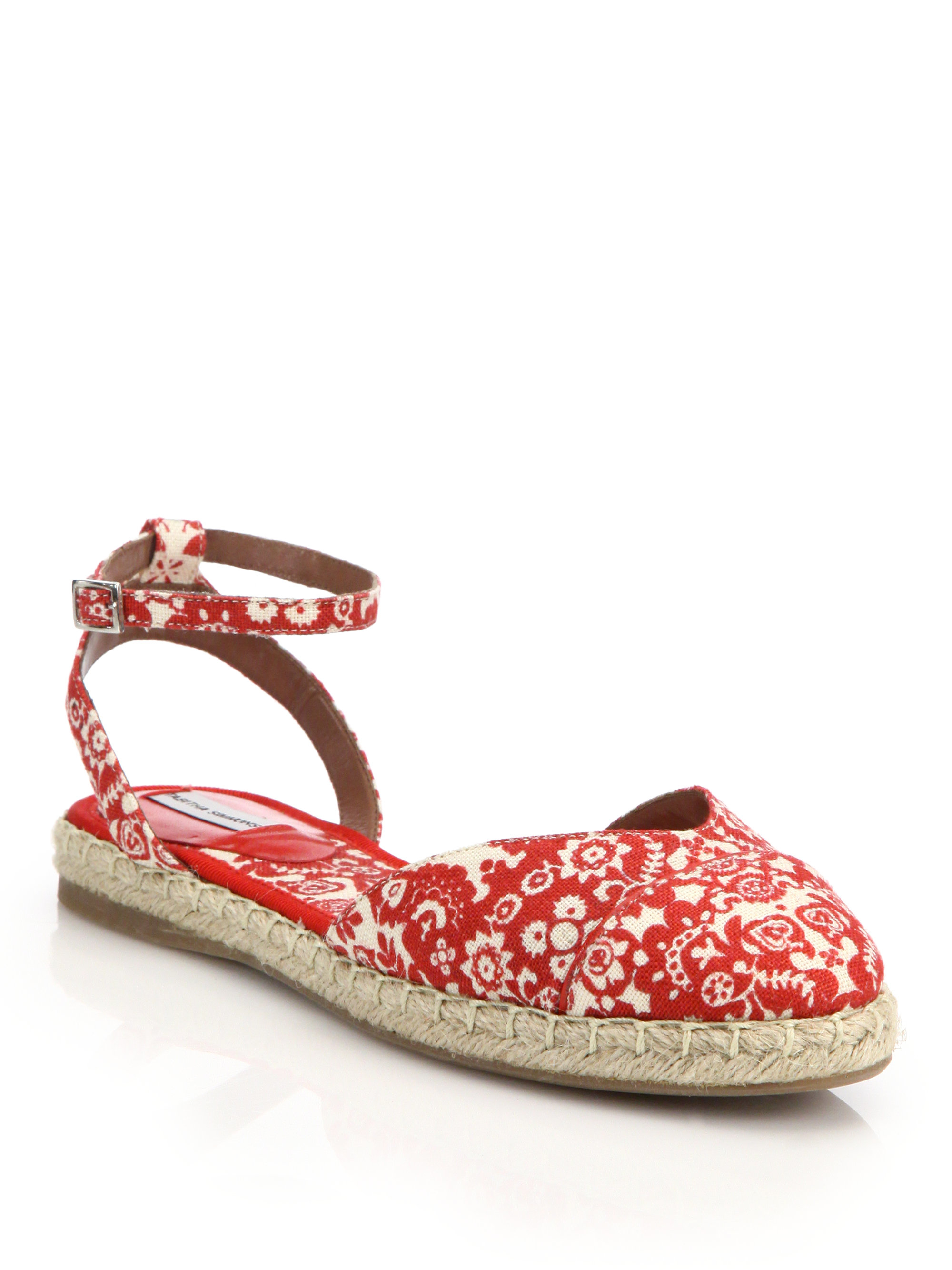red flats with strap