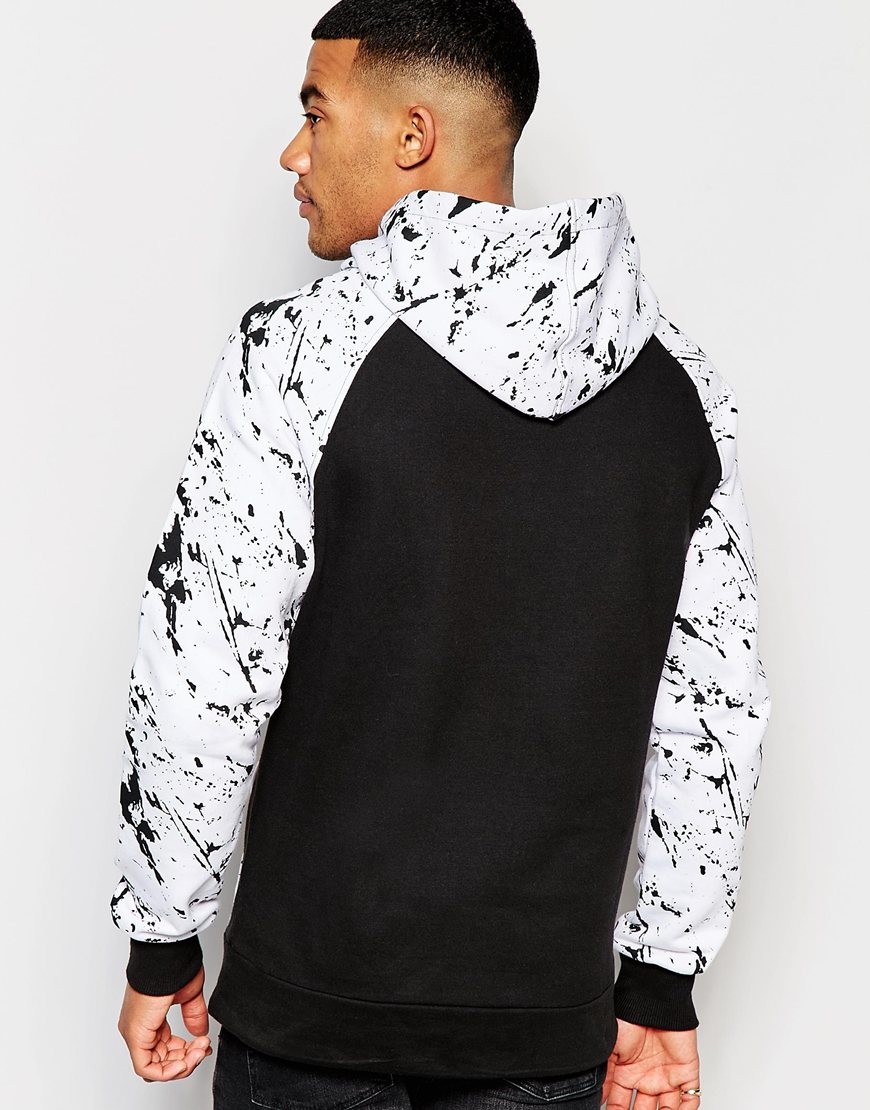 black and white paint splatter hoodie