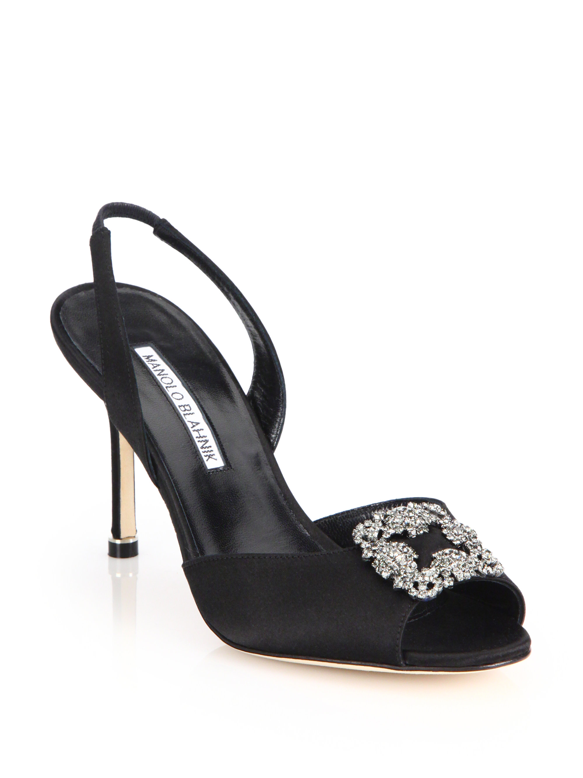 black satin slingback evening shoes