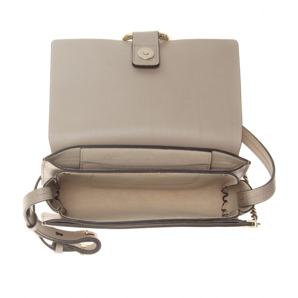 Chloé Faye Small Leather and Suede Shoulder Bag in Gray | Lyst