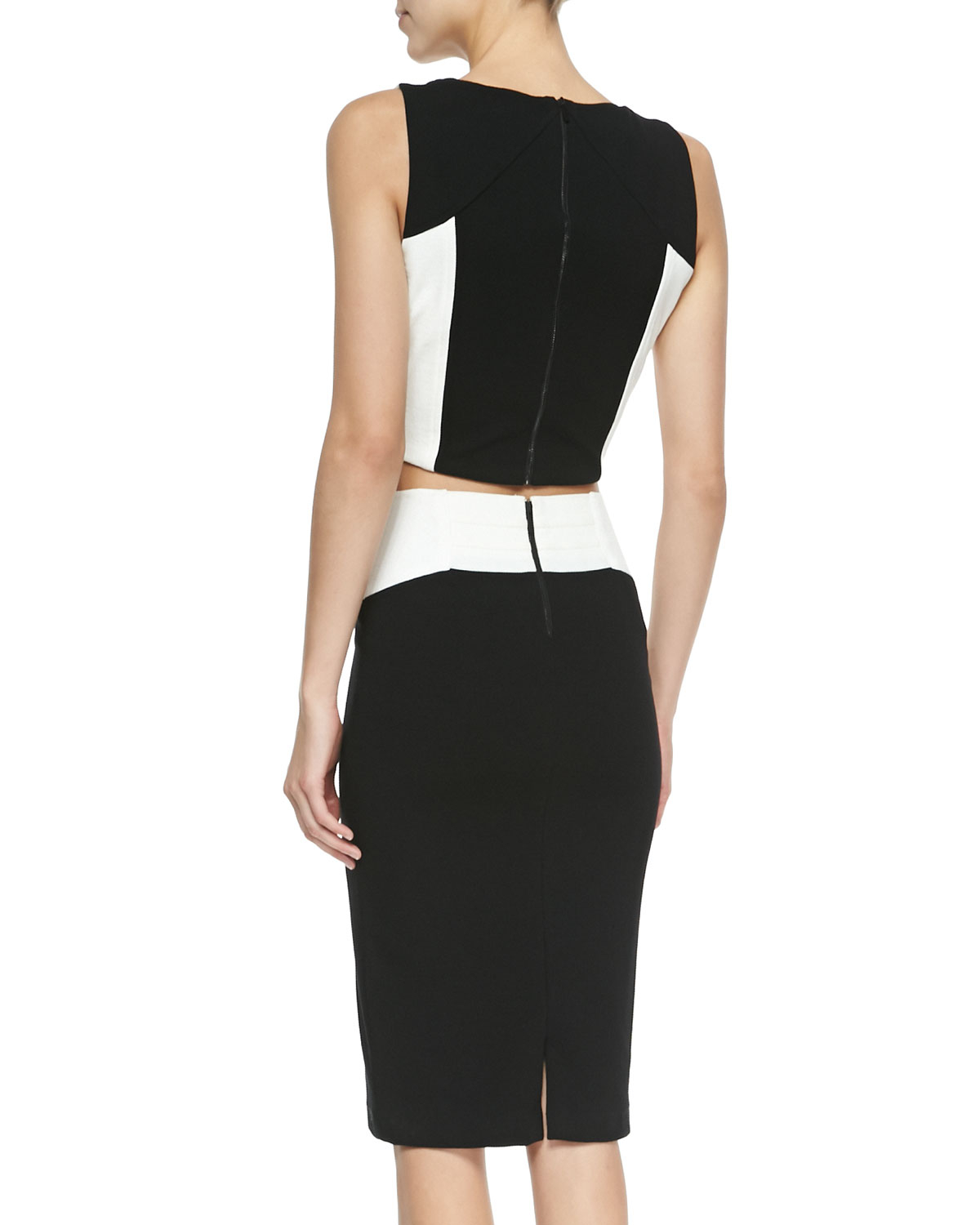 Lyst Two Tone Sleeveless Crop Top In Black lyst two tone sleeveless crop top in black