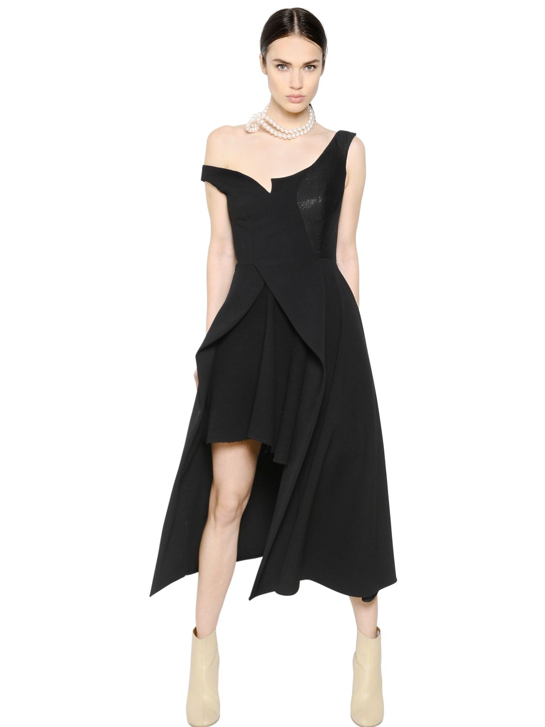 stella mccartney black asymmetrical sequined cady dress product 2 789091029 normal