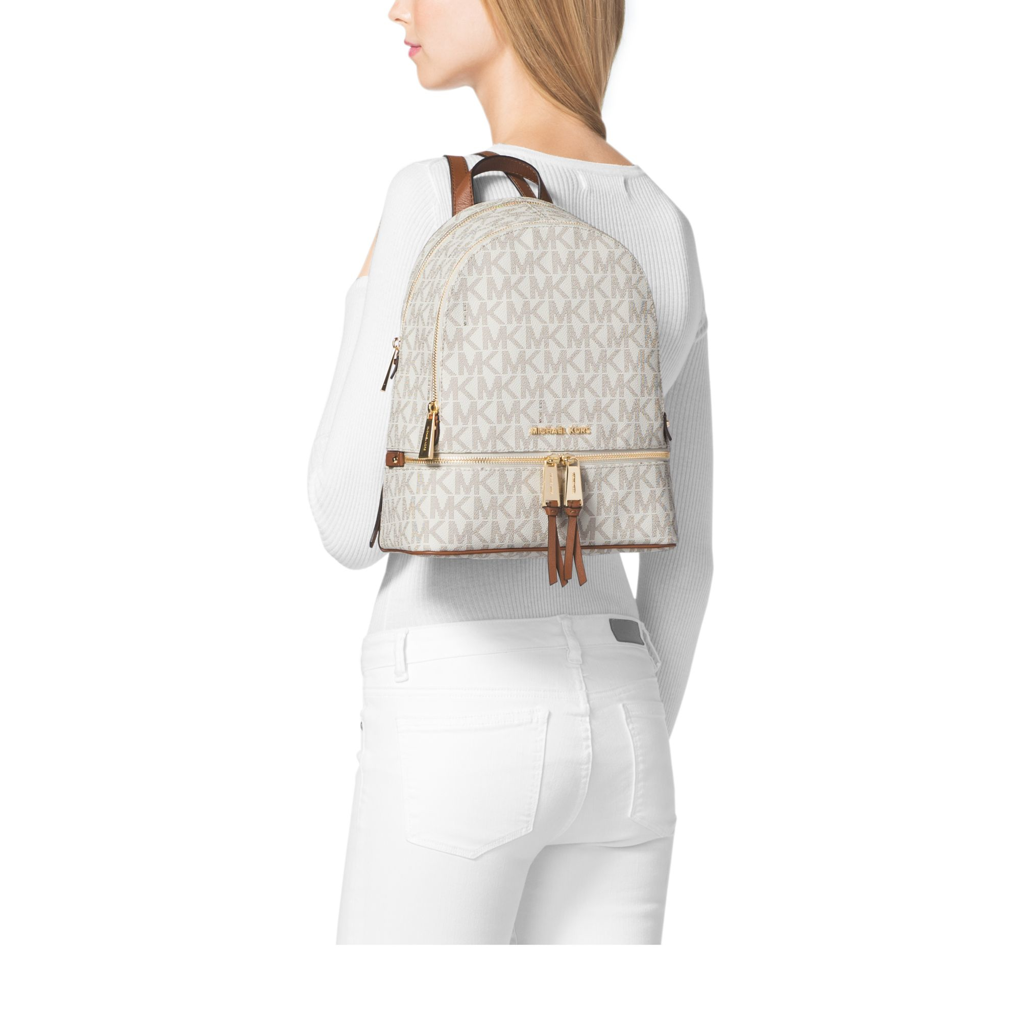 Lyst - Michael Kors Rhea Small Backpack in White