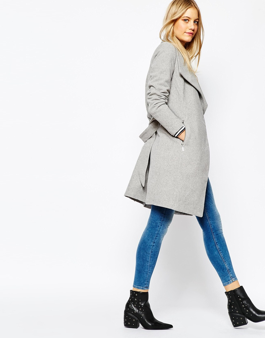 vero moda grey wool coat