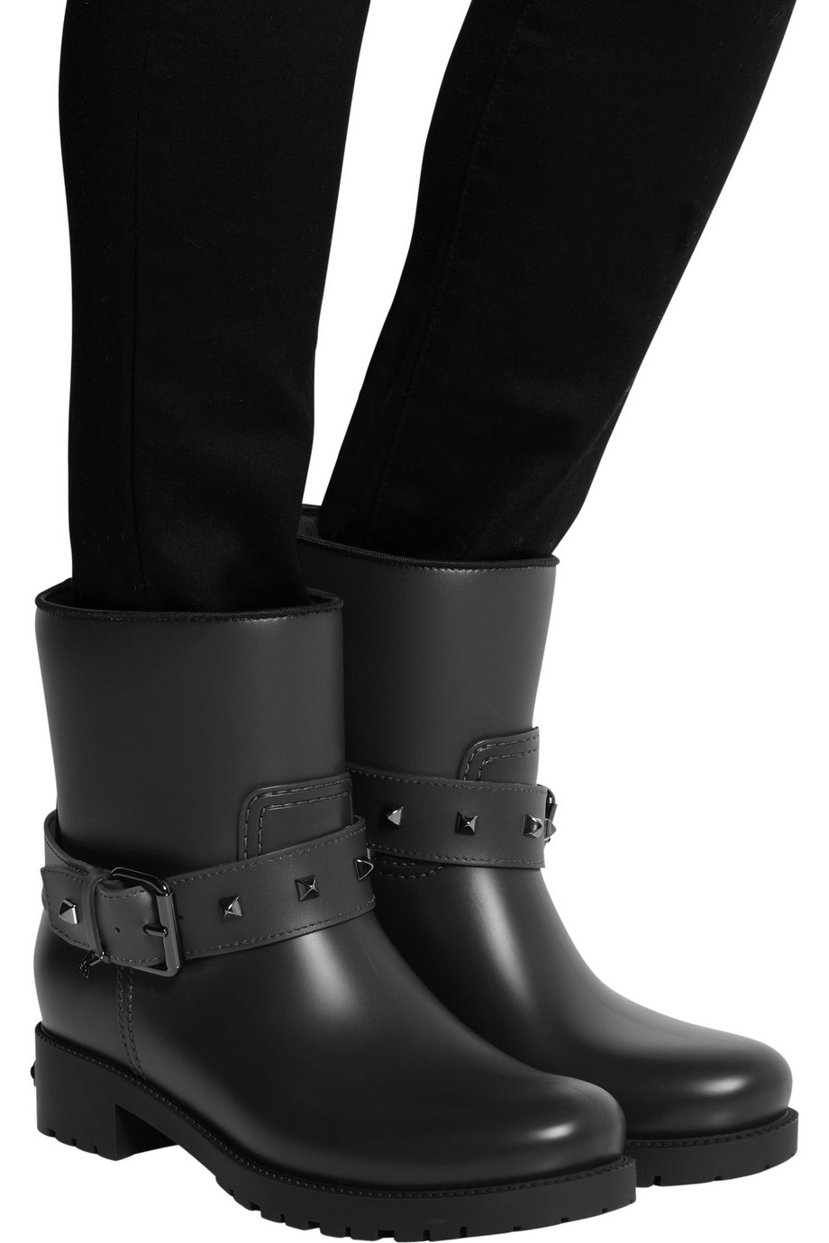 Karl Lagerfeld Rubber Biker Rain Boots in Charcoal (Gray) - Lyst