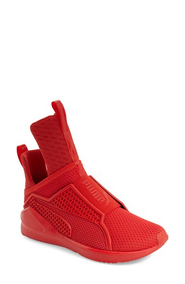 rihanna x puma fenty sneakers in red leather