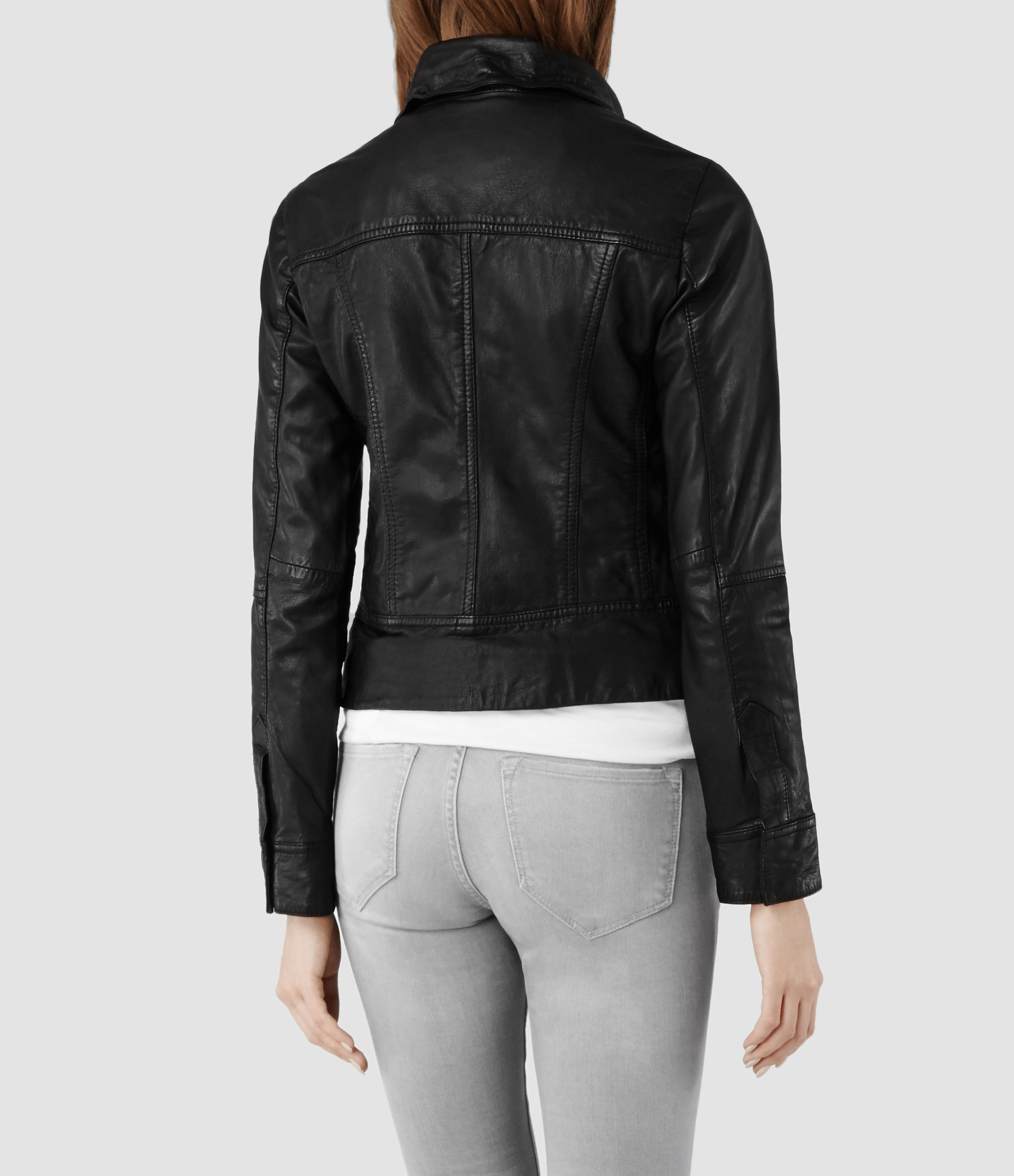 AllSaints Belvedere Leather Jacket in Black - Lyst