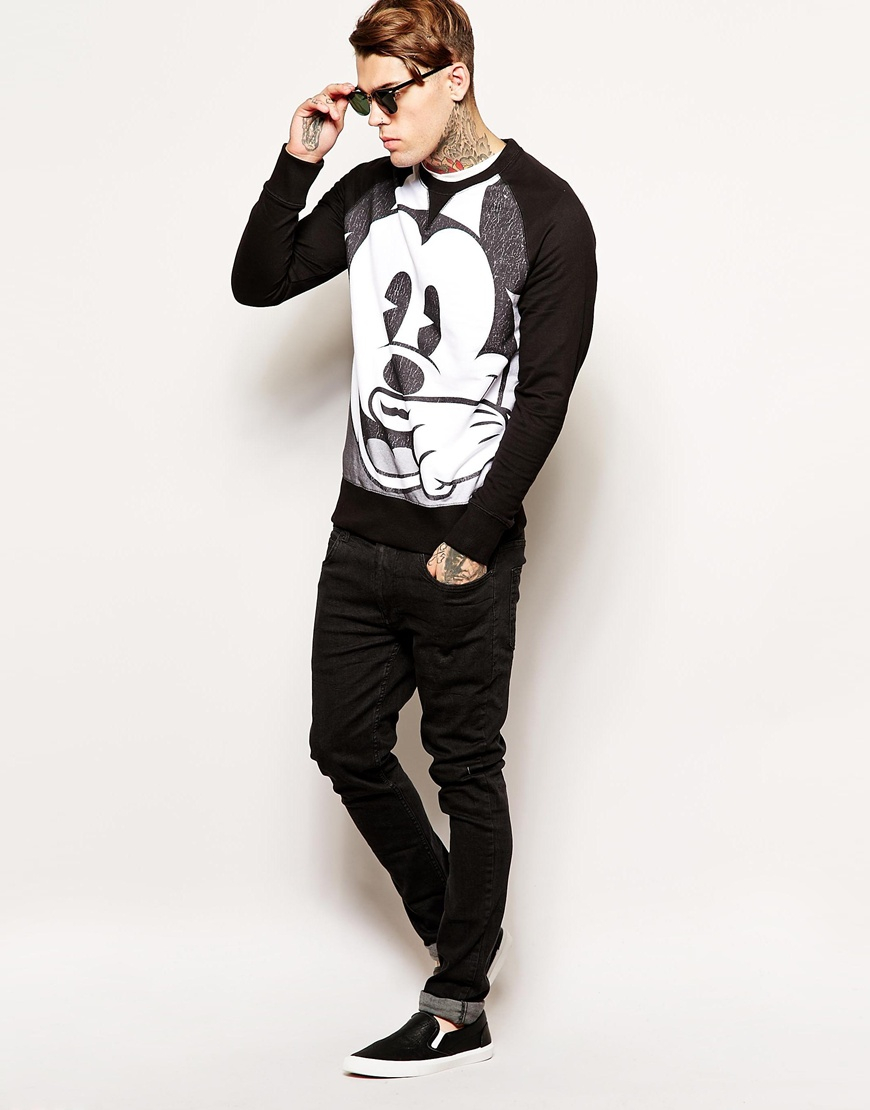 eleven sweatshirt with mickey mouse print in black for lyst eleven sweatshirt with mickey mouse print in black for lyst