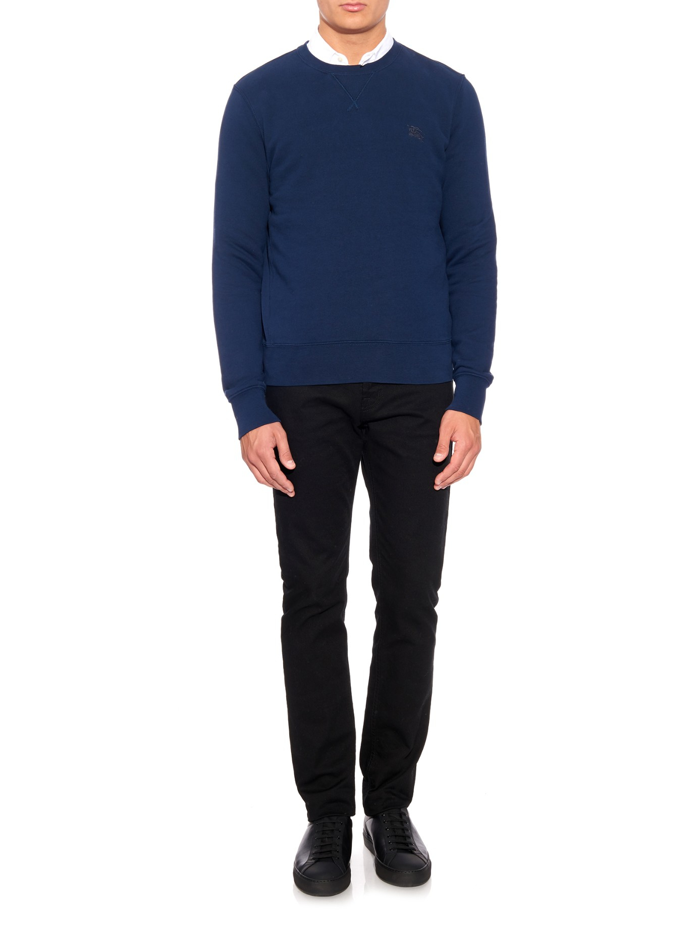 Burberry Brit Claridge Fleece-lined Cotton-blend Sweatshirt in Blue for Men  - Lyst