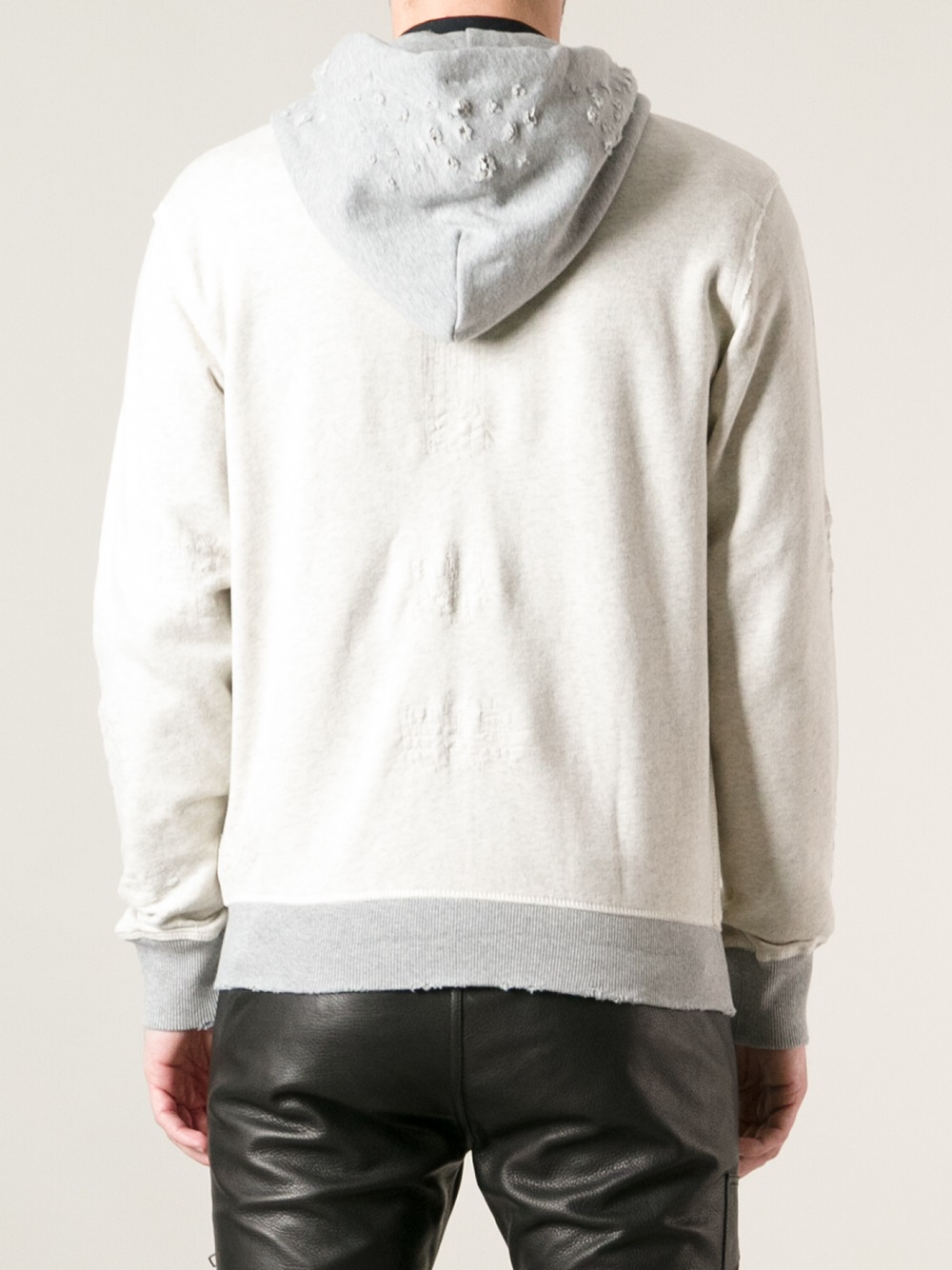 Lyst - Diesel Distressed Hoodie in Gray for Men