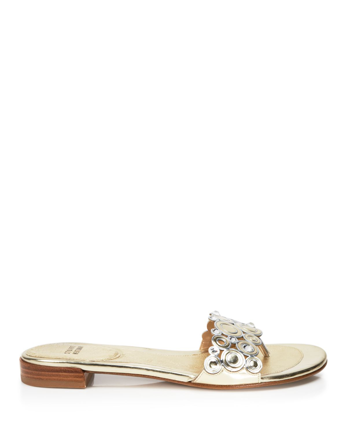 Stuart Weitzman Flat Slide Sandals - Moonring in Pale Gold (Metallic ...