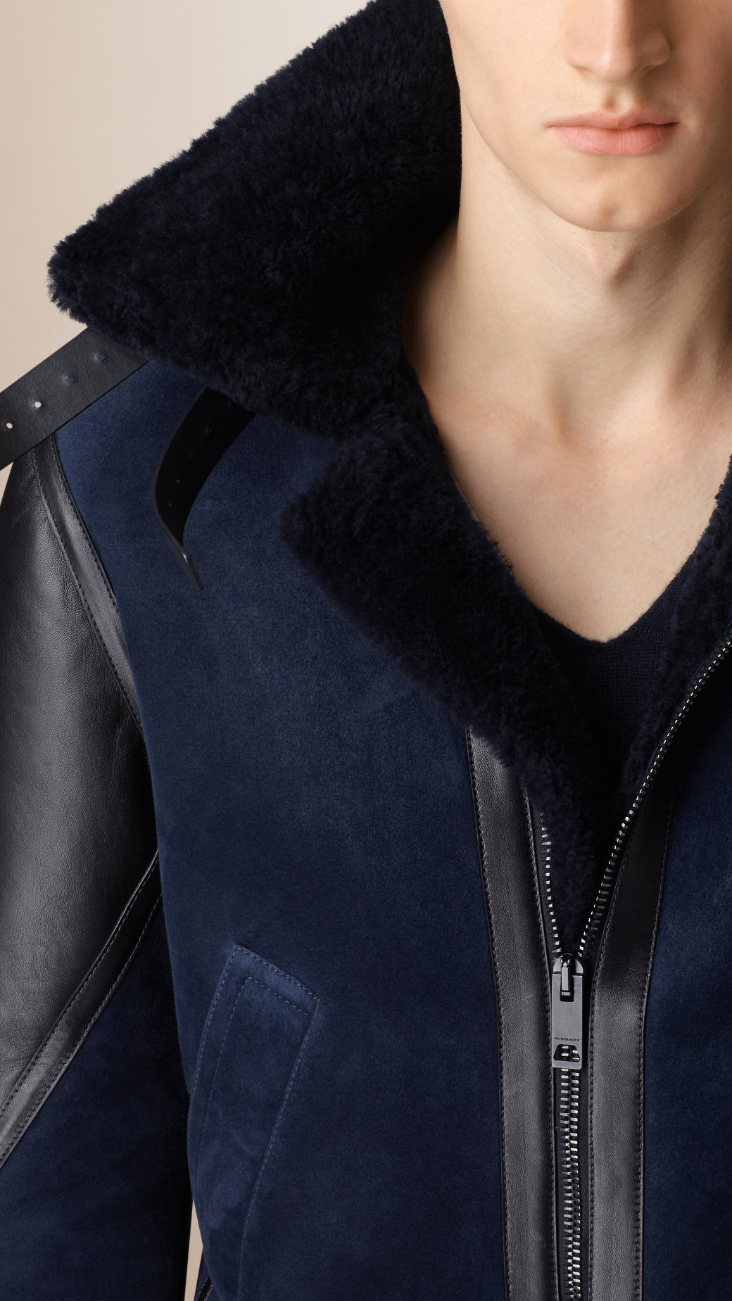 burberry shearling coat mens