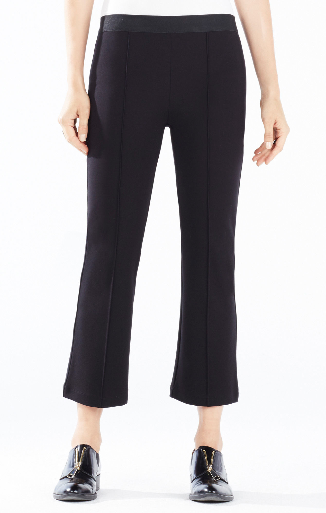 NEW BCBG Max Azria Carlton Cropped Flared Pull On Pant Gray Spandex Blend $138