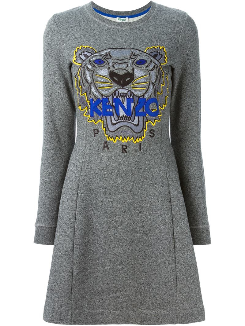 KENZO 'tiger' Sweatshirt Dress in Grey (Blue) - Lyst