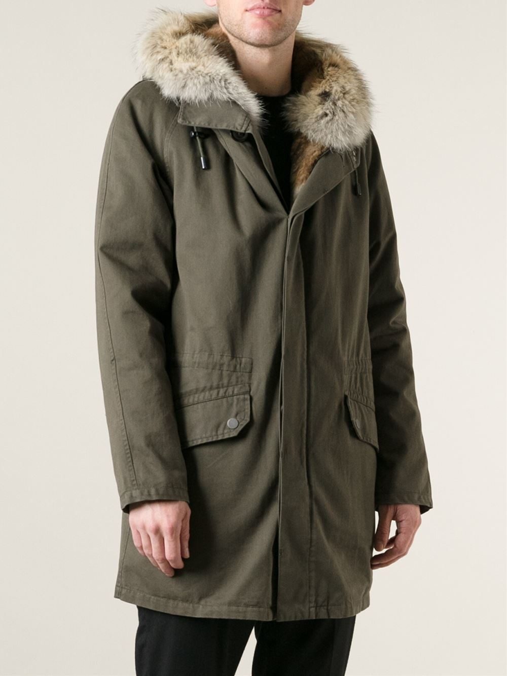 Yves Salomon Rabbit and Coyote Fur Lining Parka in Green for Men | Lyst