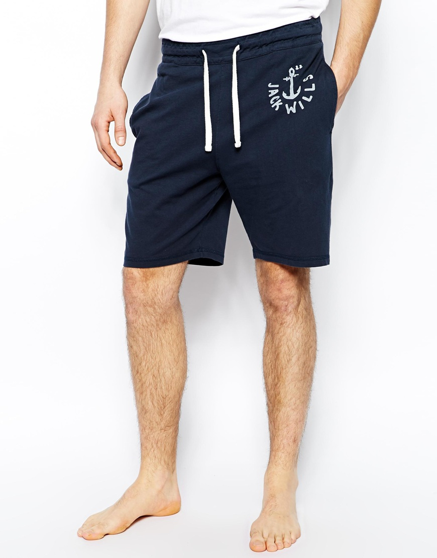 Jack Wills Jersey Lounge Shorts in Blue 