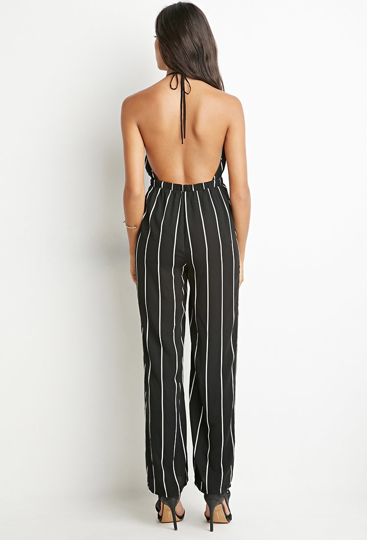 black and white striped jumpsuit forever 21
