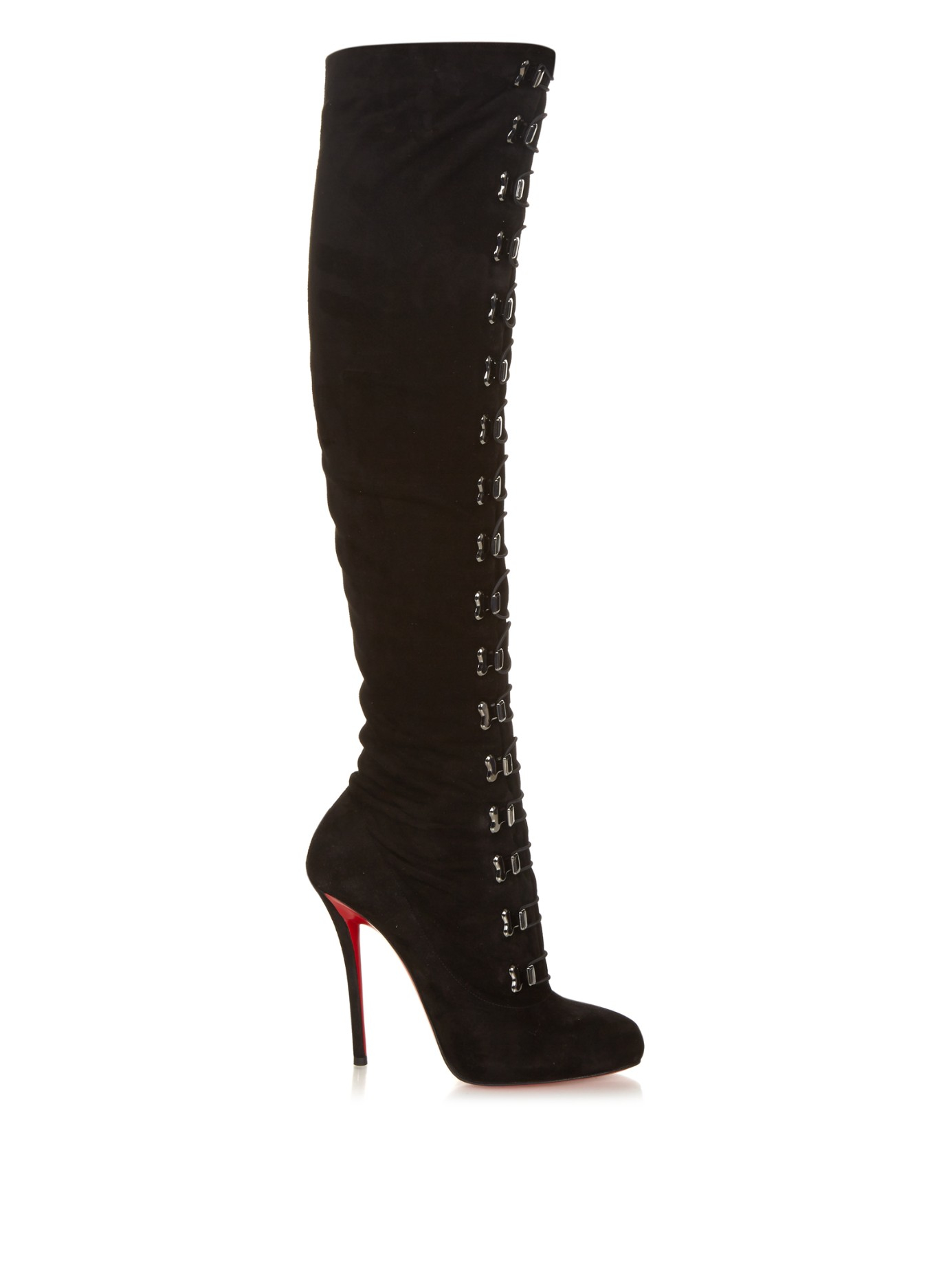 Louboutin Top Croche Suede Over-The-Knee Boots in Lyst