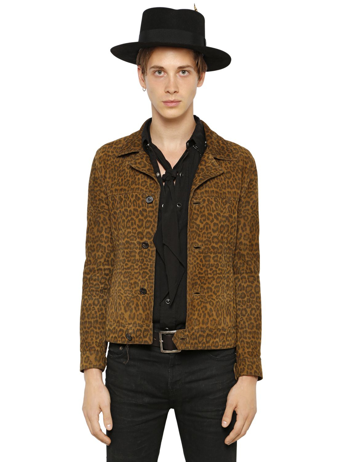 leopard print suede jacket