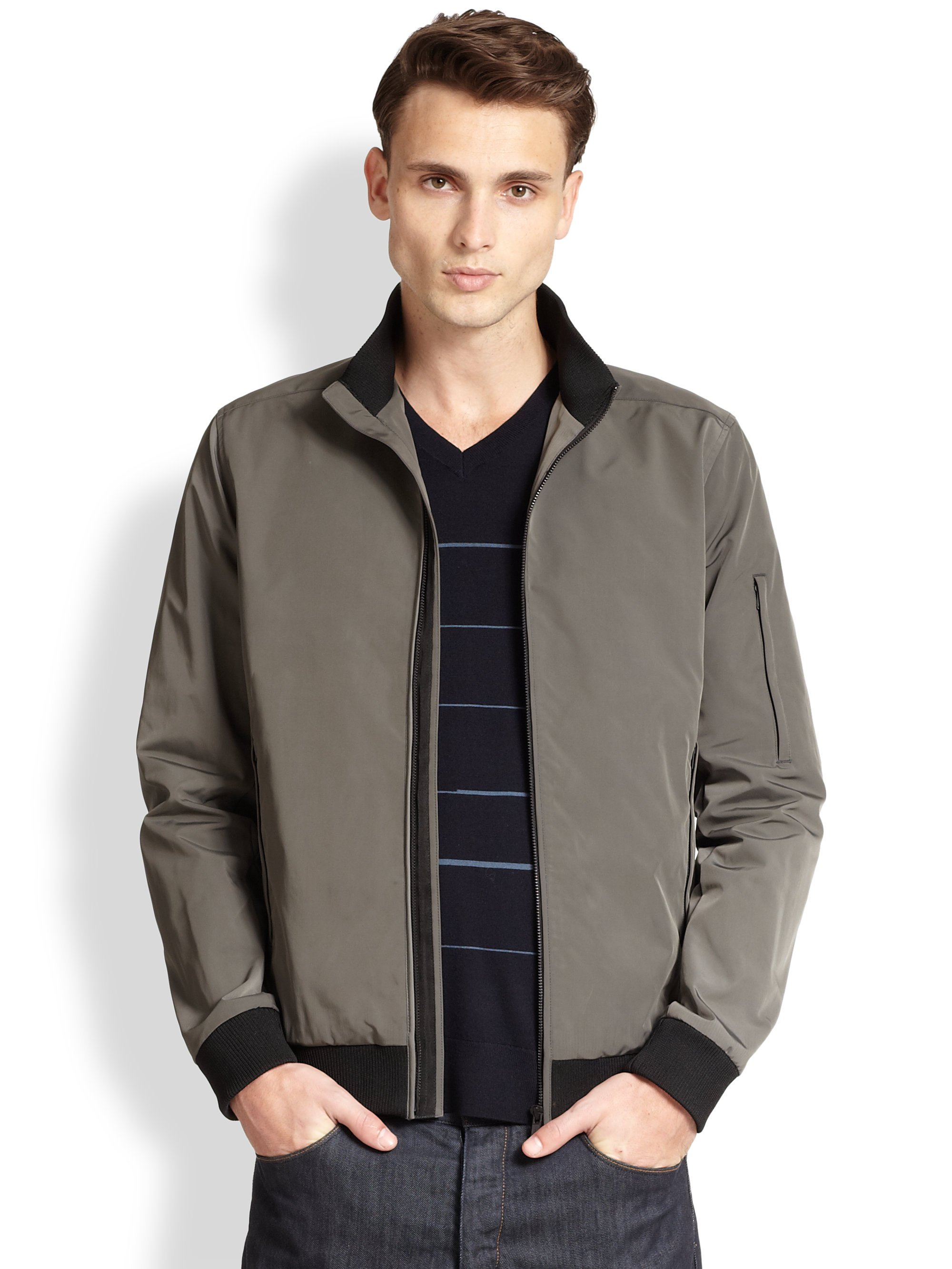 Lyst - Theory Rifle Canvas Bomber Jacket in Gray for Men