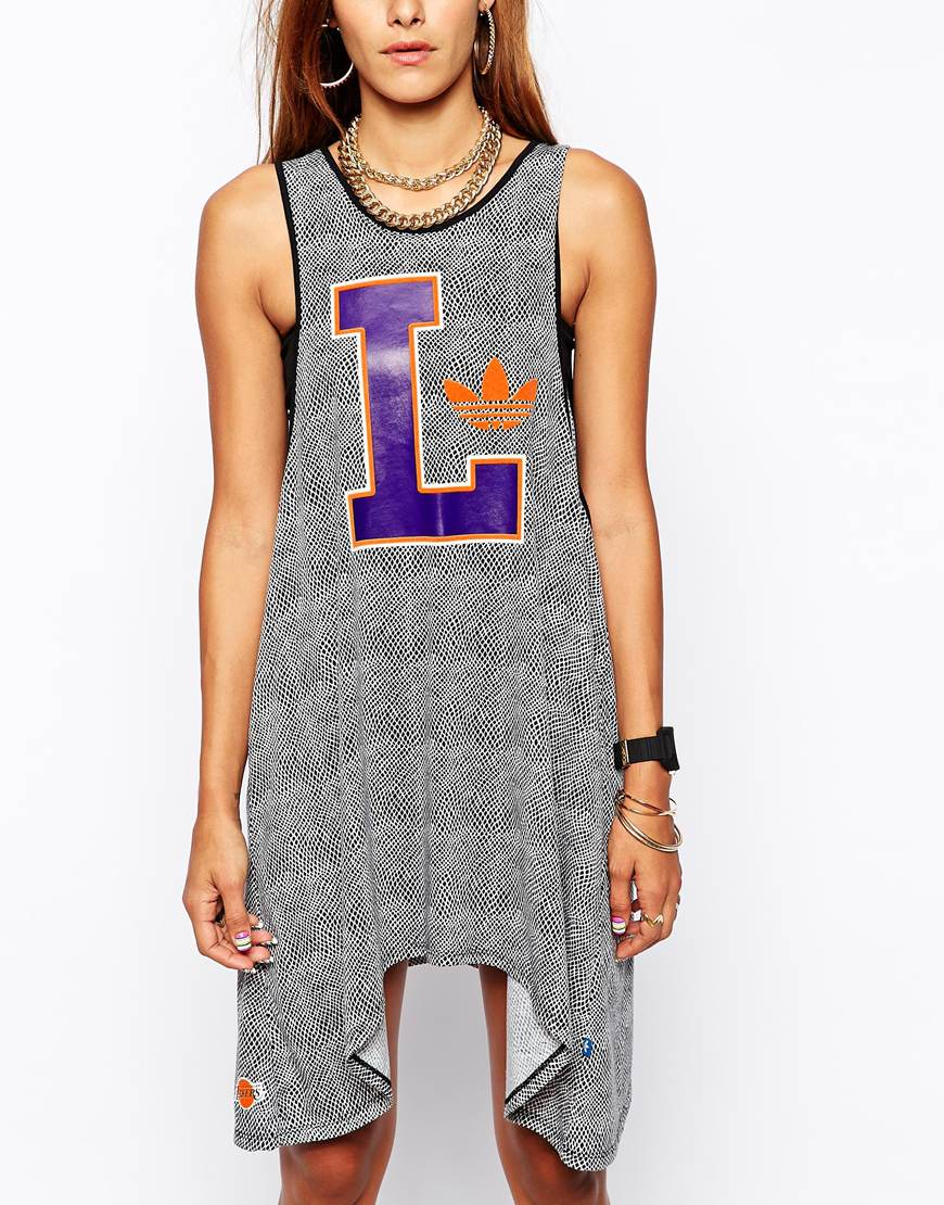 adidas Originals Lakers Dress in Grey (Gray) - Lyst