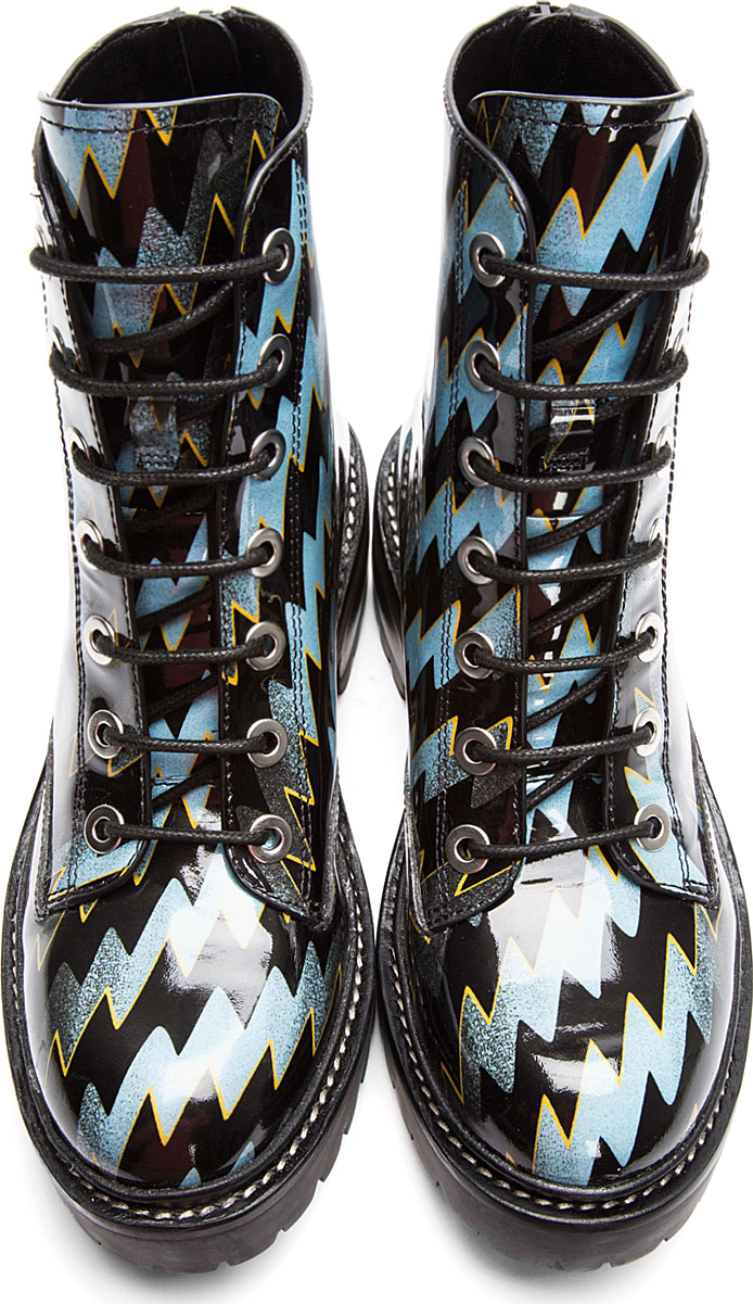 blue patent boots