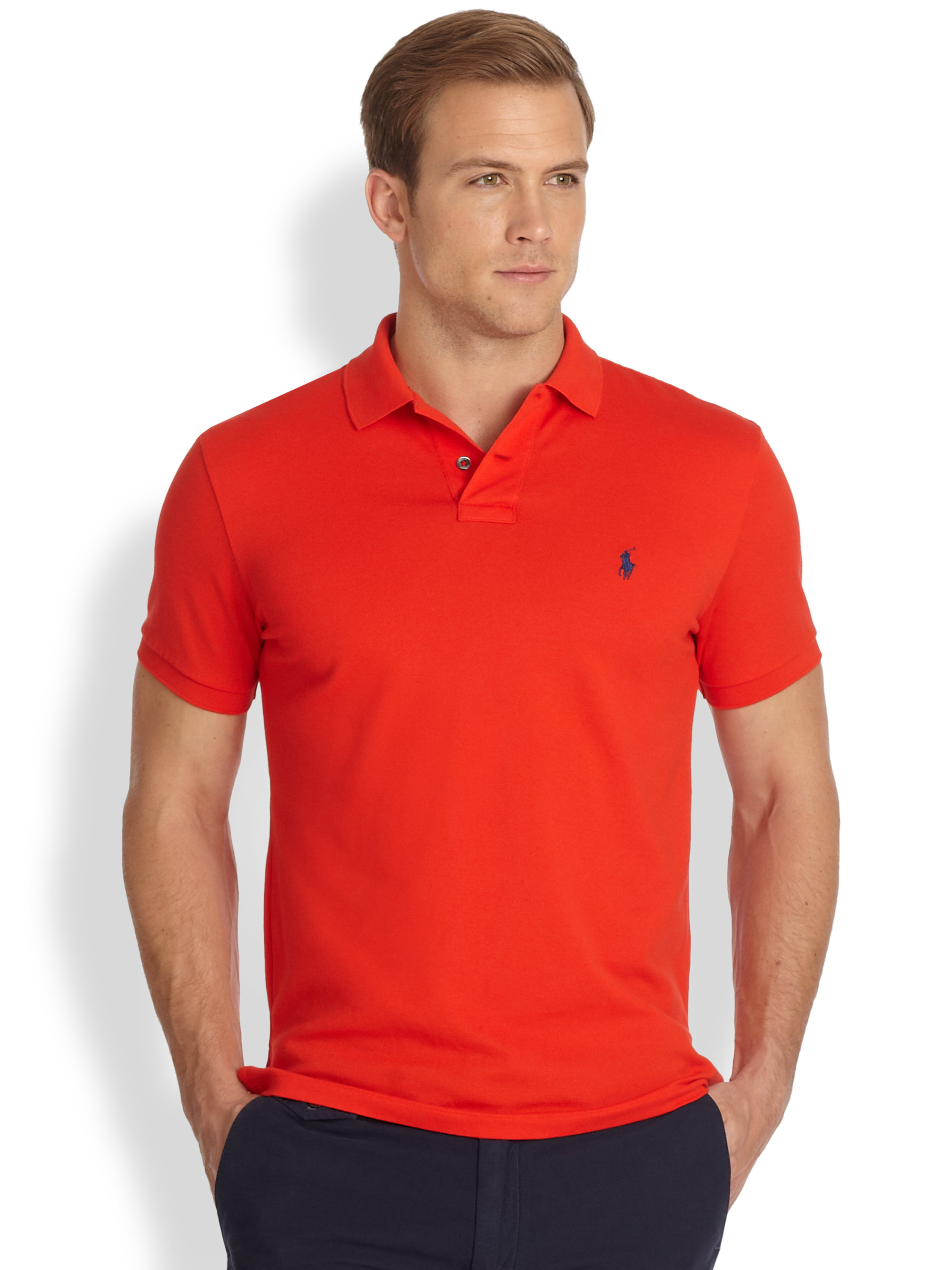 Polo Ralph Lauren Customfit Cotton Mesh Polo in Red for Men (SCARLET ...