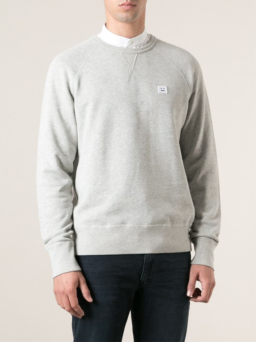 Acne Studios College Face Sweatshirt in Grey (Gray) for Men | Lyst