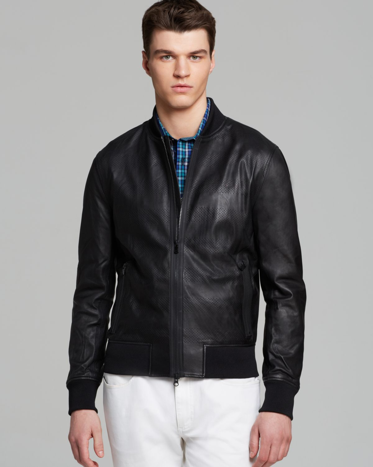 michael kors perforated leather jacket
